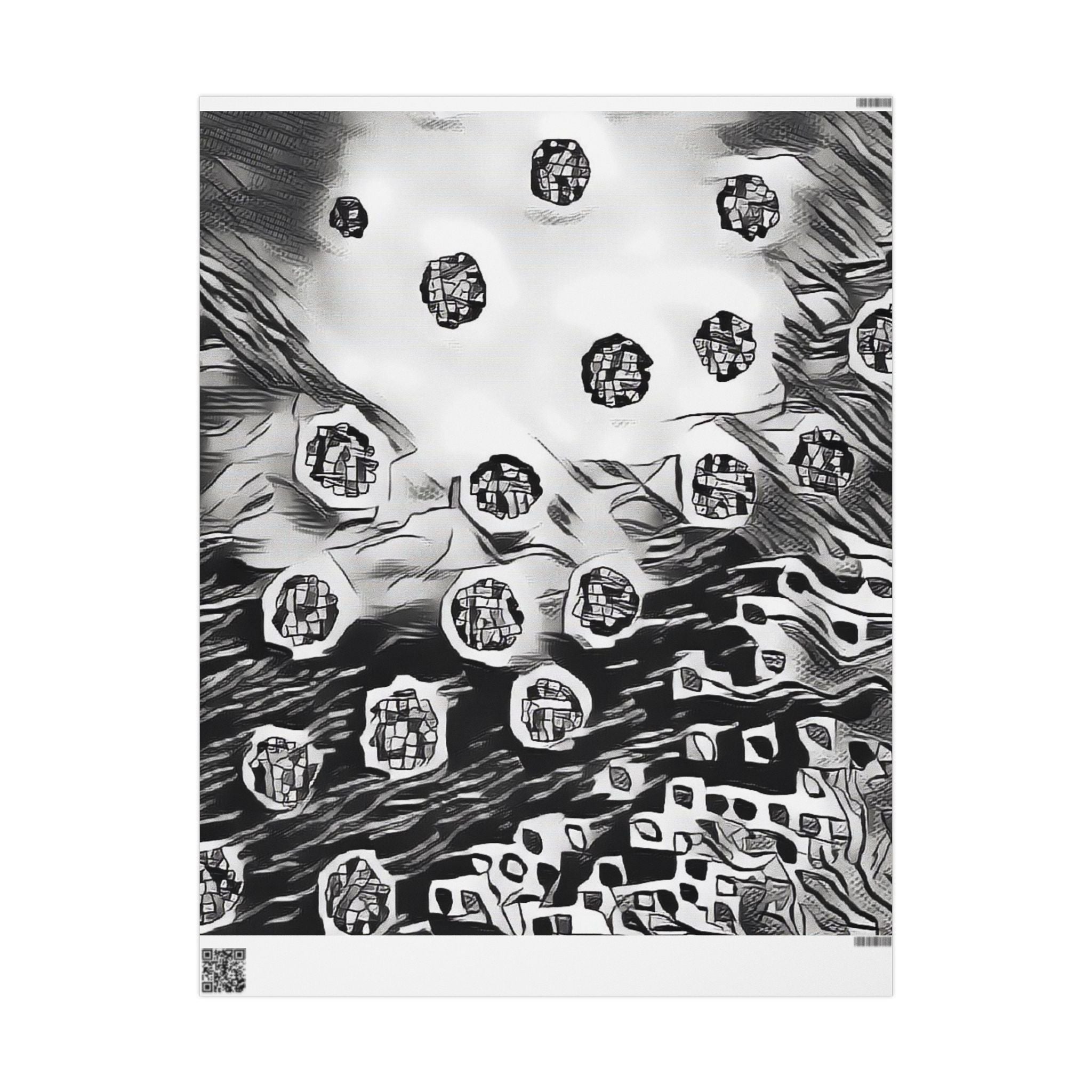 Monochrome Abstract Wrapping Paper – Black & White Geometric Art Gift Wrap