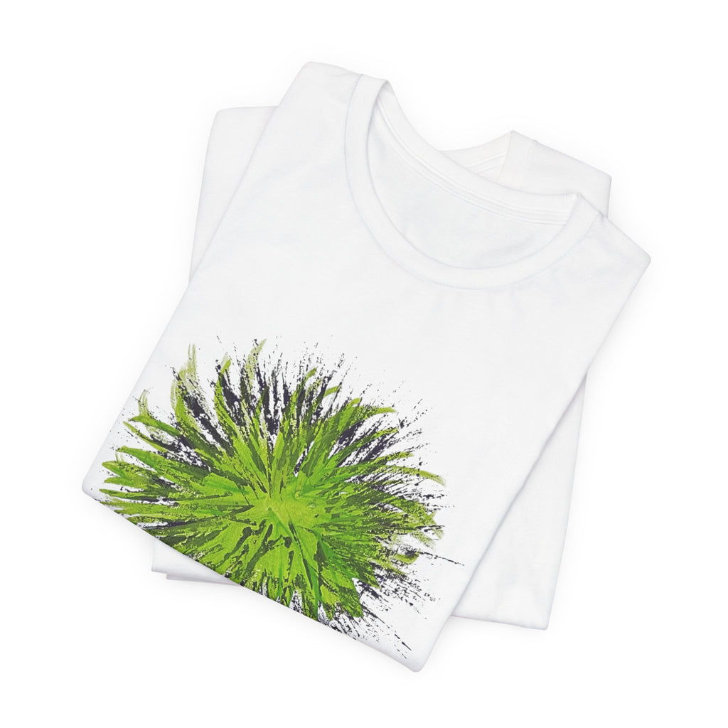 Green Burst Dandelion Tee — Artistic Botanical Graphic T-Shirt