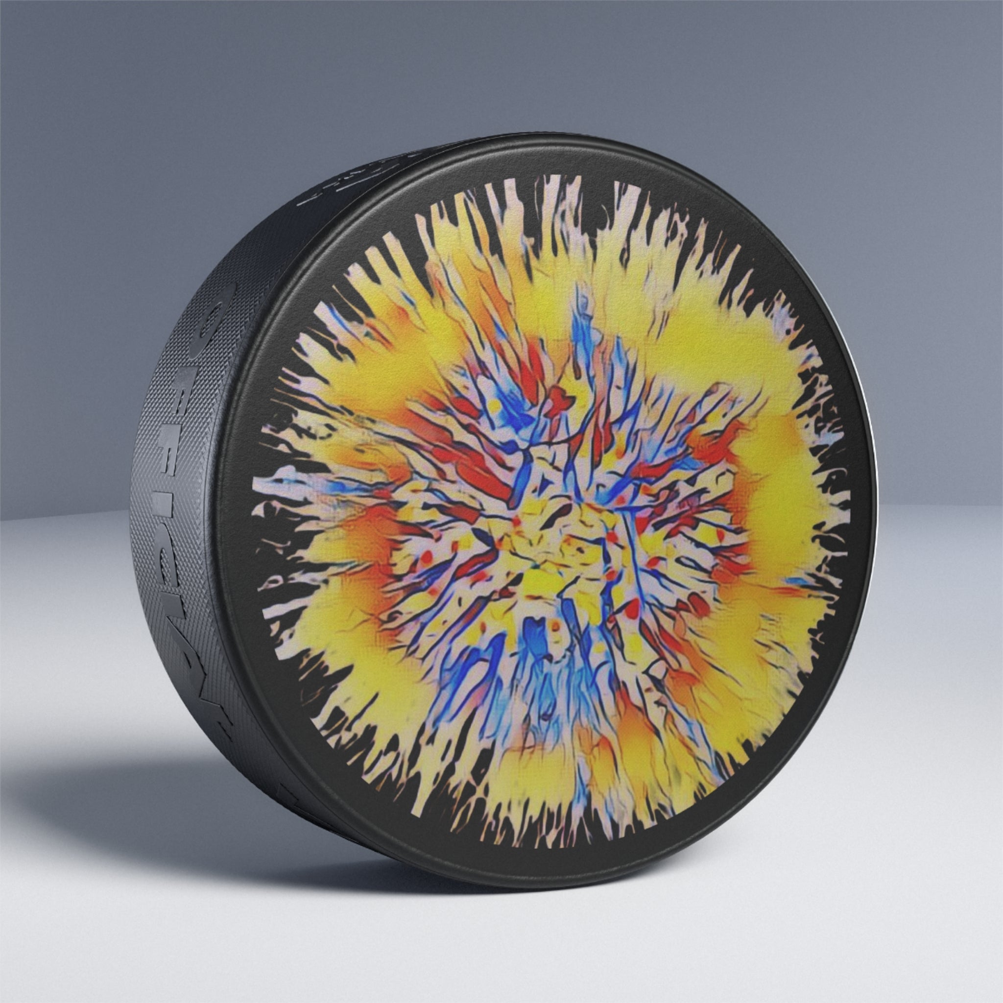 Hockey Puck — Vibrant Explosion Abstract Design