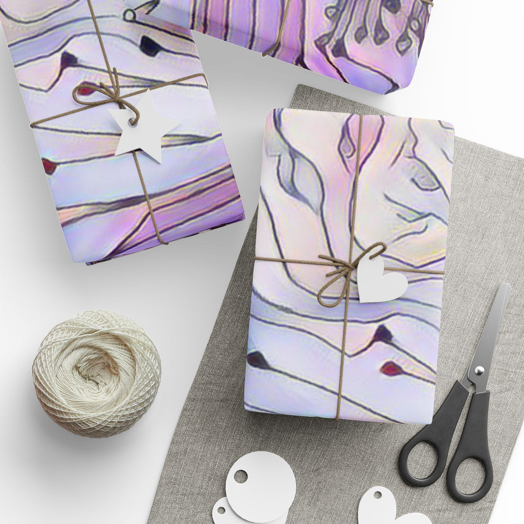 Floral Abstract Wrapping Paper — Purple Pink Botanical Gift Wrap