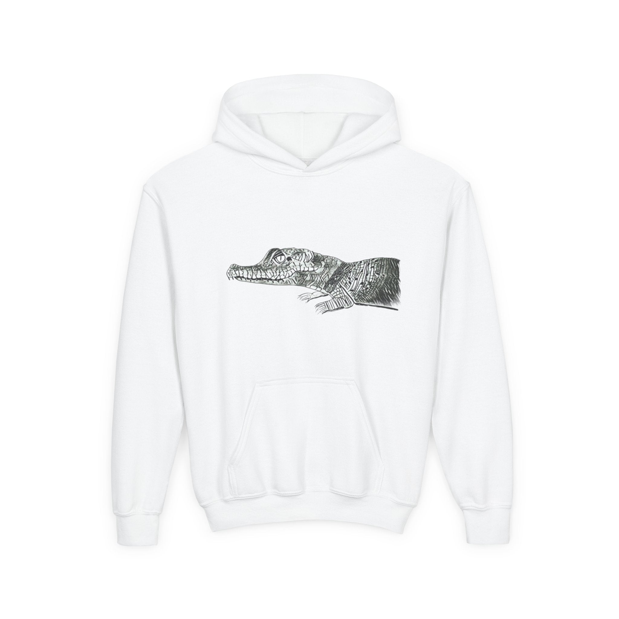 Youth Hoodie with Vintage Alligator Illustration