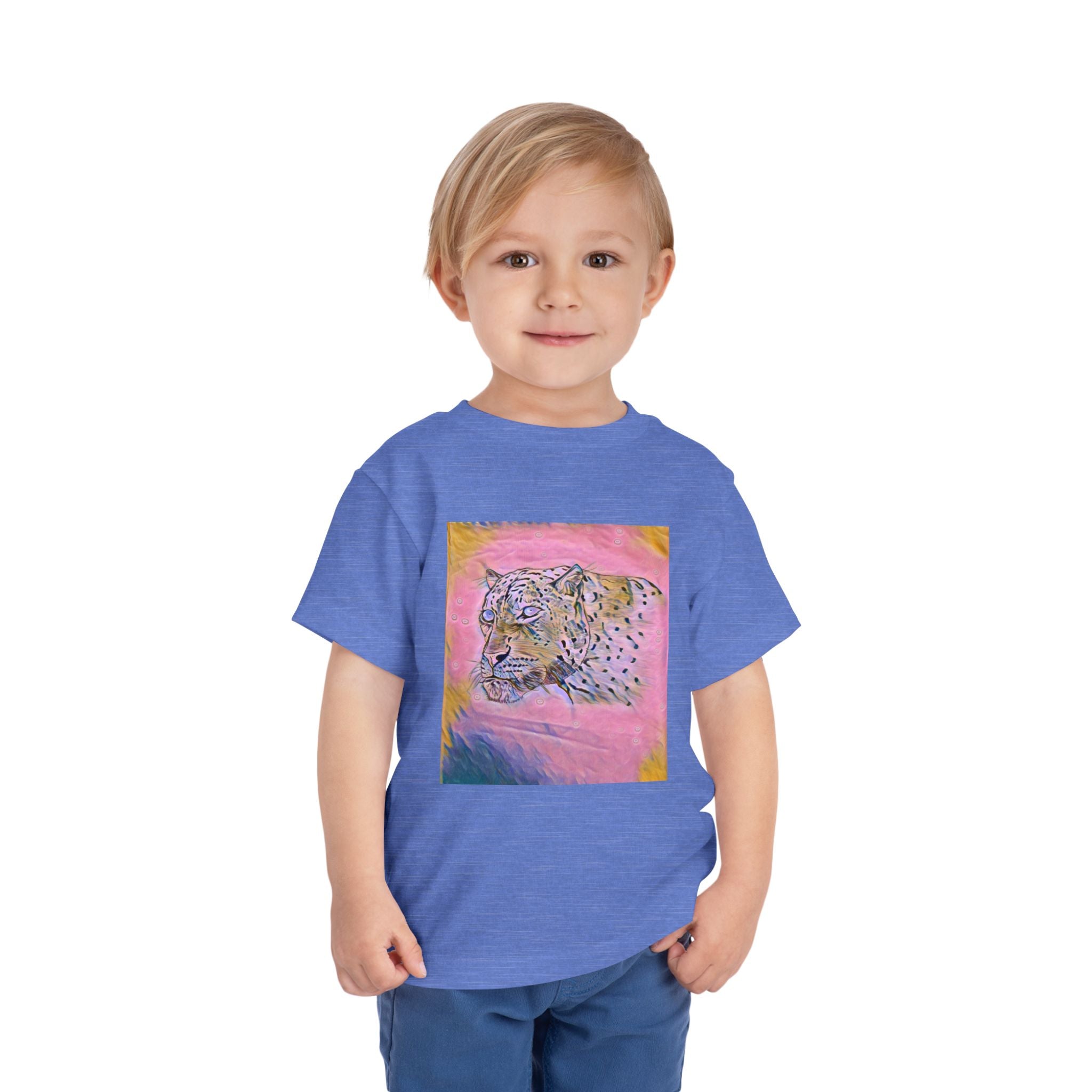 Leopard Portrait in pink Kids T-Shirt