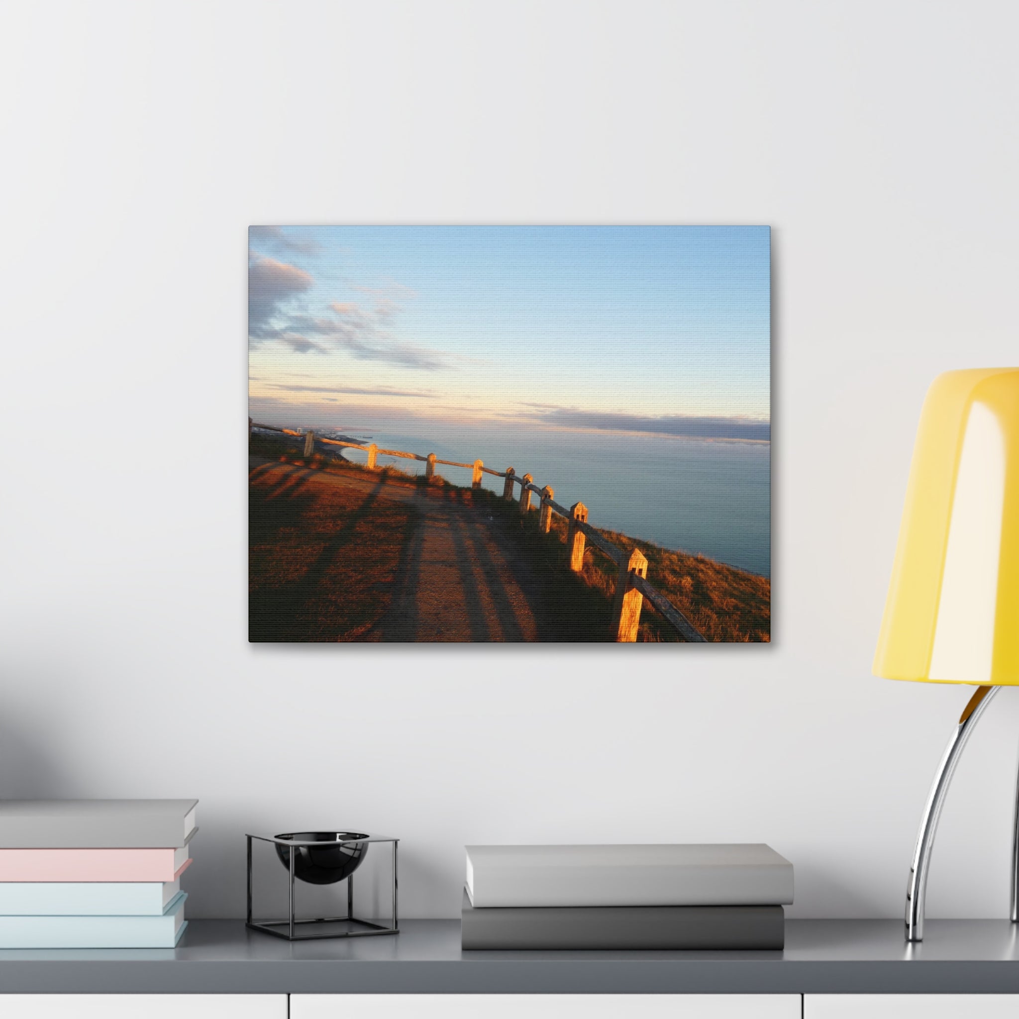 Coastal Sunset Cliff Canvas Print — Ocean View Stretched Wall Art