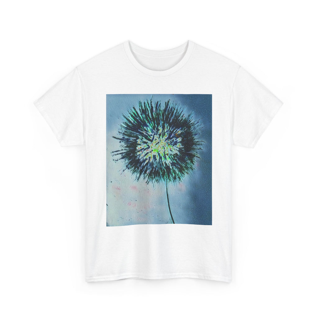 Dandelion Art T-Shirt — Ethereal Blue Floral Graphic Tee