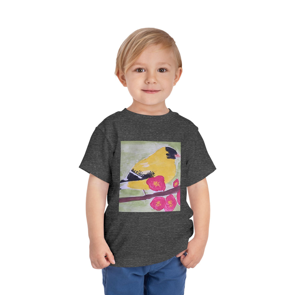 Yellow Goldfinch on Cherry Blossom Branch | Kids Spring Bird Shirt