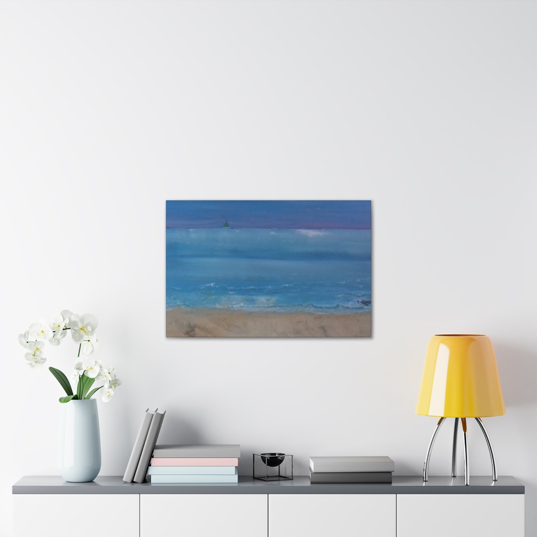 Seaside Horizon Canvas Print — Serene Blue Ocean Beach Wall Art