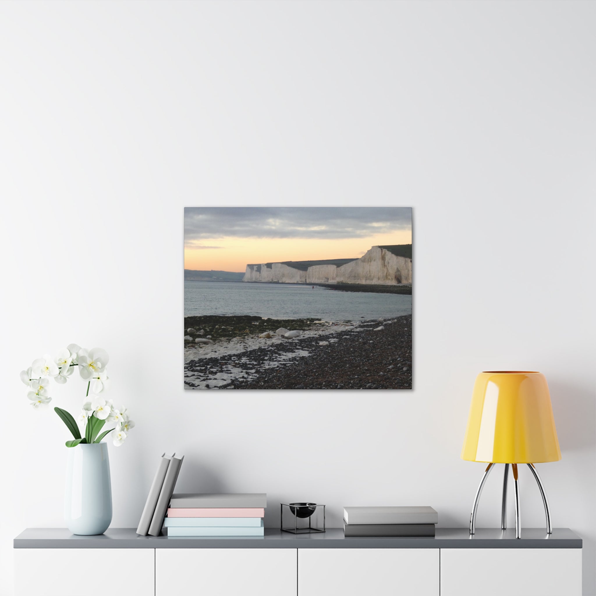 Beachy Head Cliffs Canvas Print | Sunset Beach Landscape Wall Art | UK Coastal Décor
