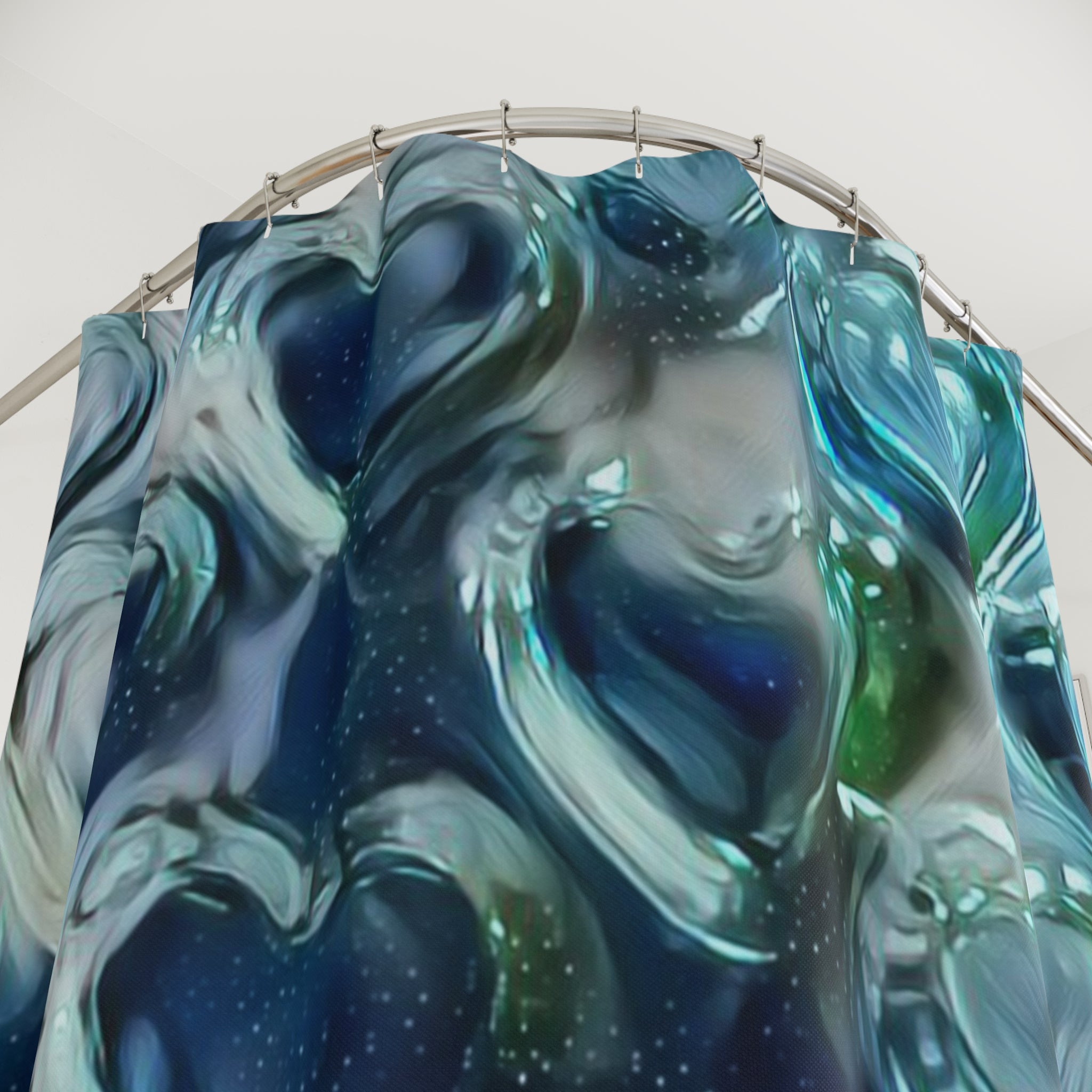 Blue Glass Heart Shower Curtain — Oceanic Romantic Bathroom Decor