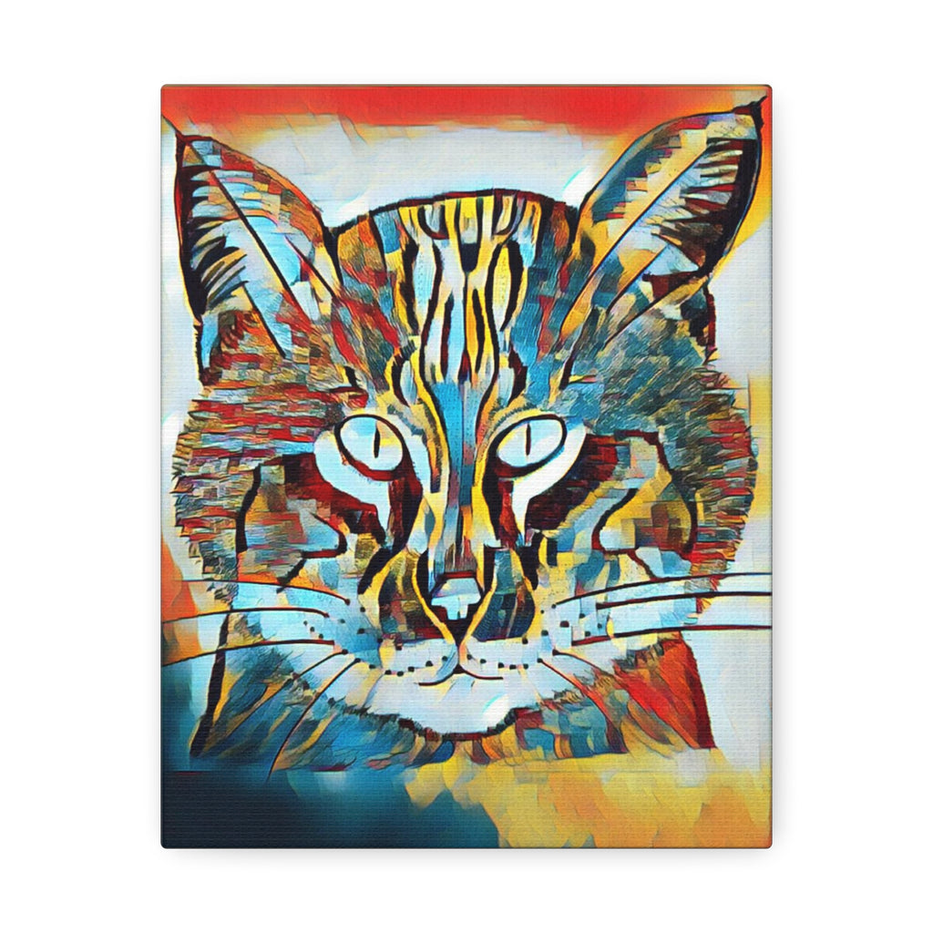 Colorful Abstract Bobcat Canvas Print — Modern Wildlife Wall Art