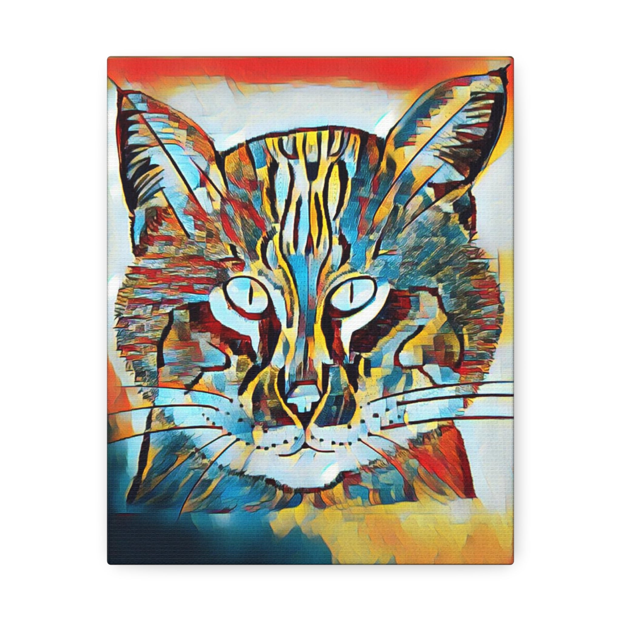 Colorful Abstract Bobcat Canvas Print — Modern Wildlife Wall Art
