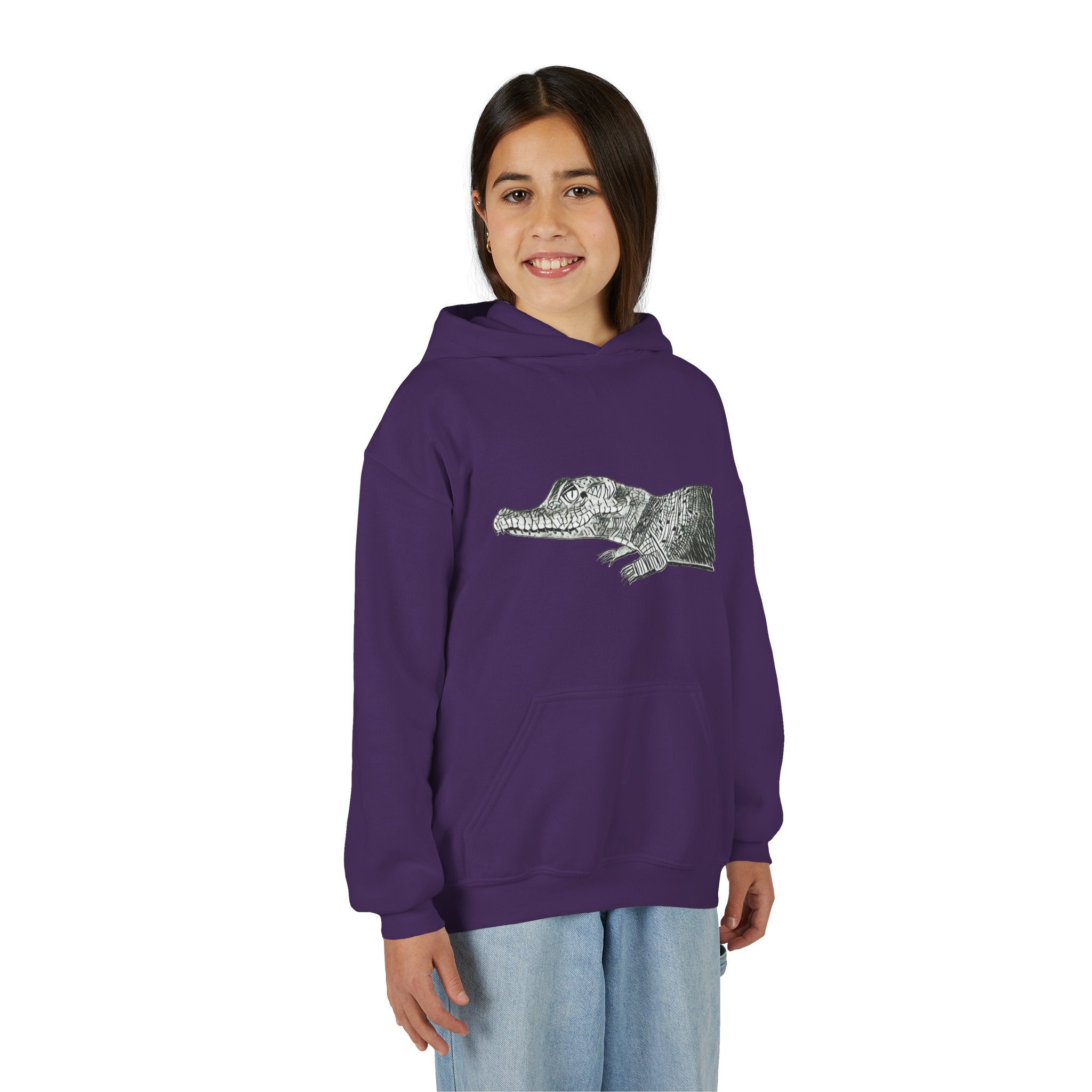 Youth Hoodie with Vintage Alligator Illustration