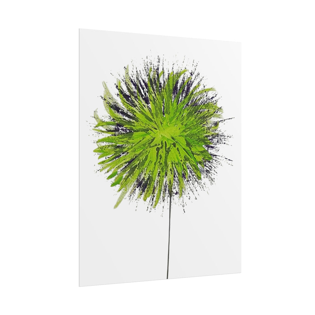 Green Burst Floral Poster — Modern Abstract Dandelion Wall Art (Rolled Poster)