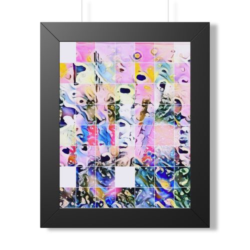 Abstract Pastel Mosaic Framed Poster — Modern Vertical Wall Art