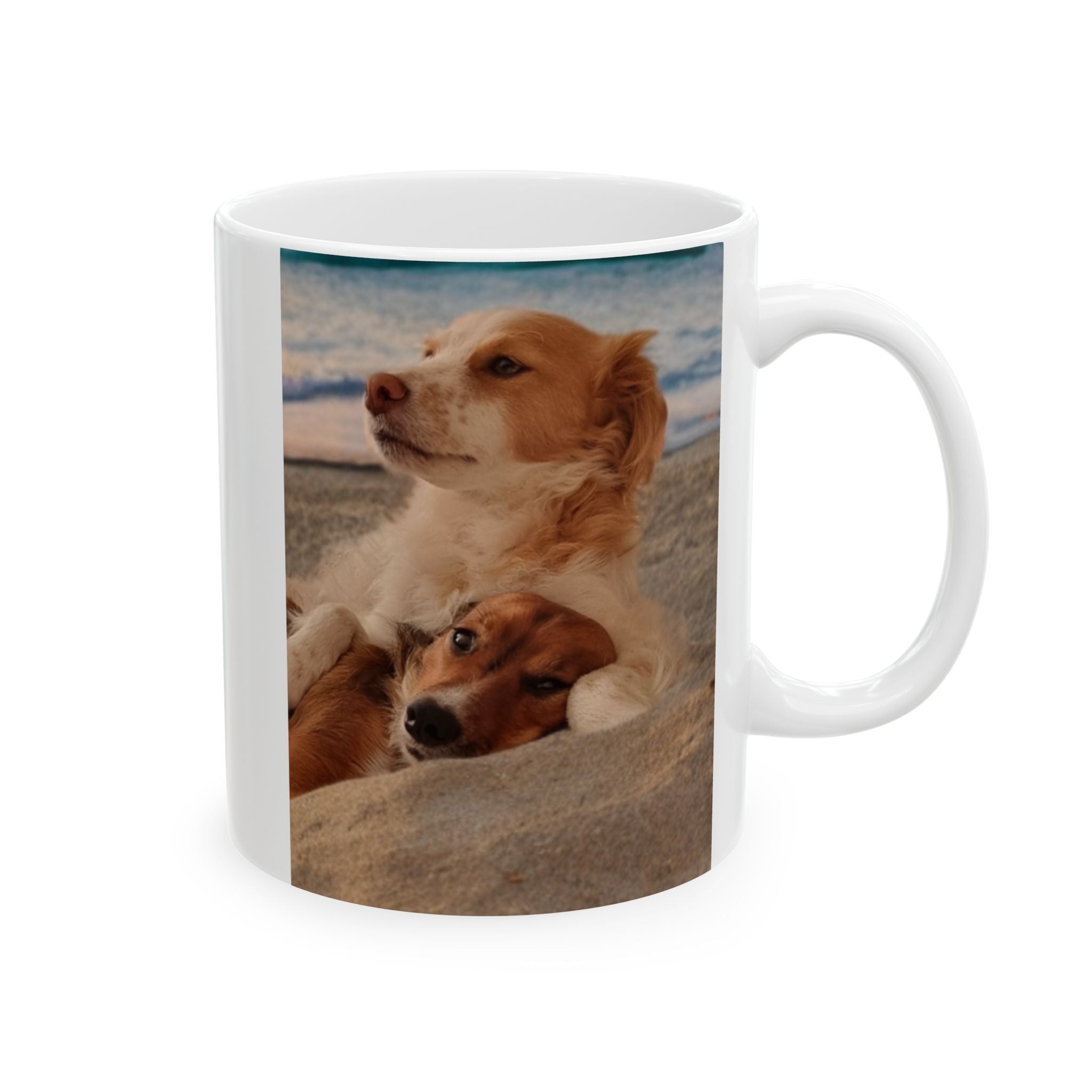 Beach Dog Ceramic Mug | 11oz/15oz Coastal Coffee Cup | Cute Pet Lover Gift