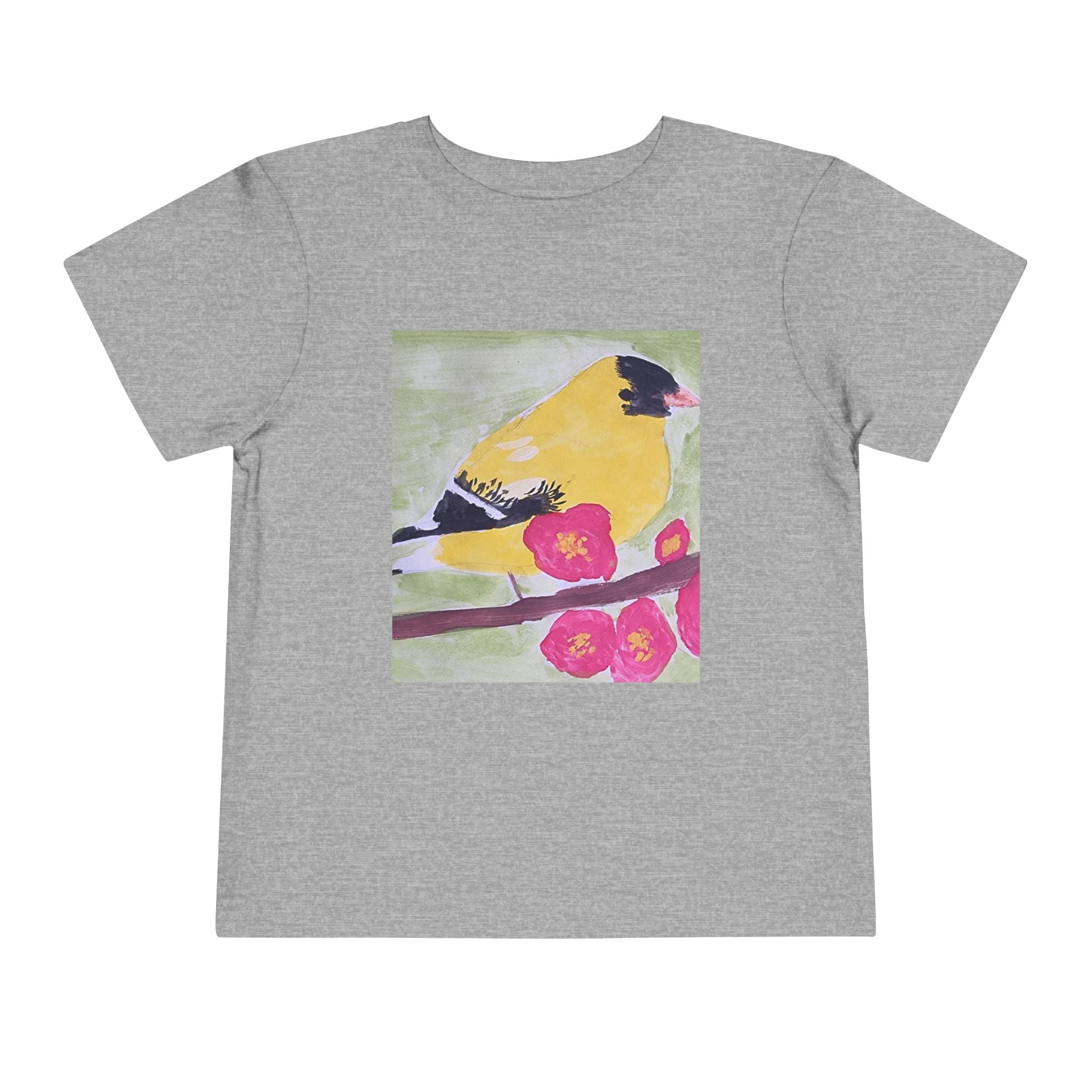 Yellow Goldfinch on Cherry Blossom Branch | Kids Spring Bird Shirt