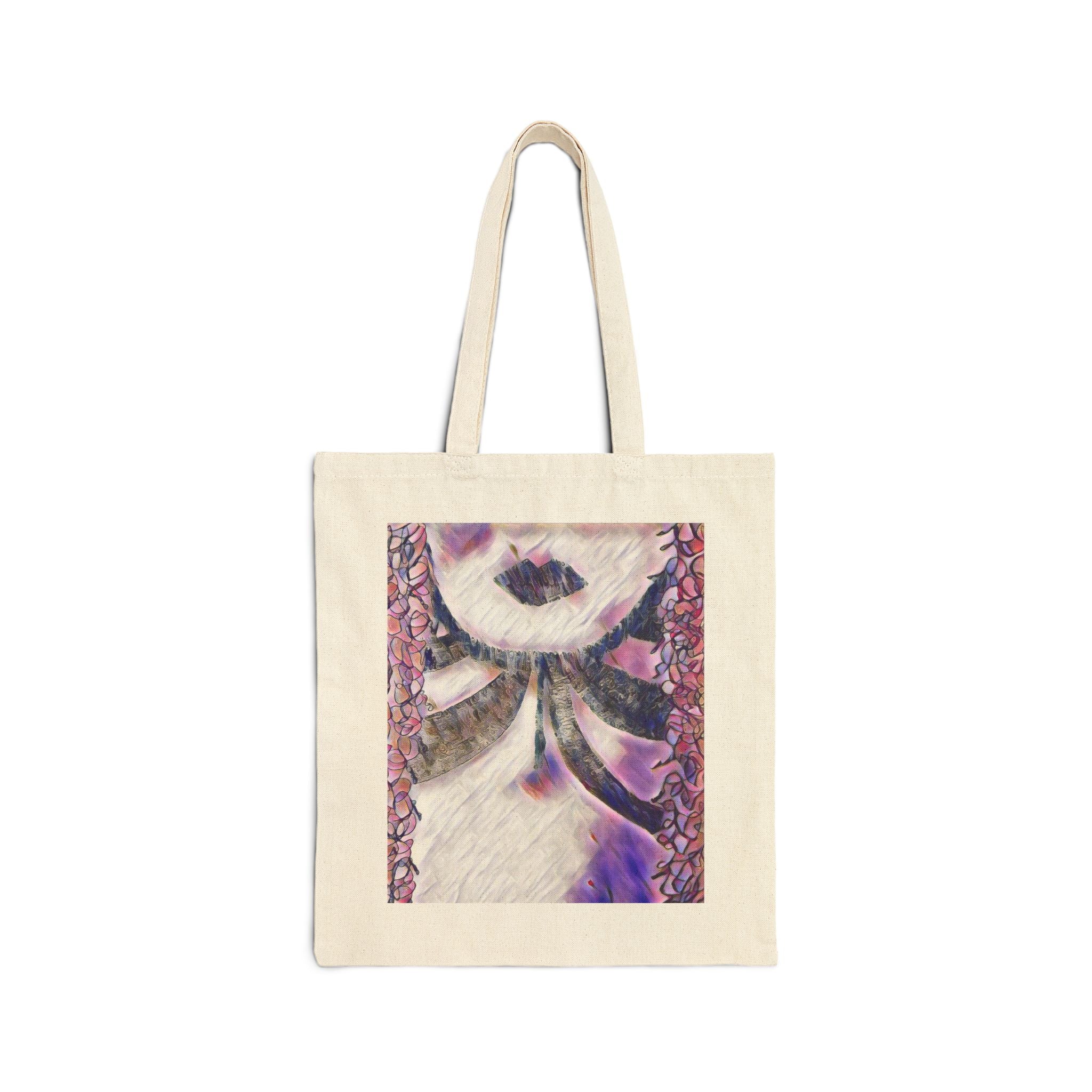 Canvas Tote Bag —  Purple Half Lady Portrait Art Print