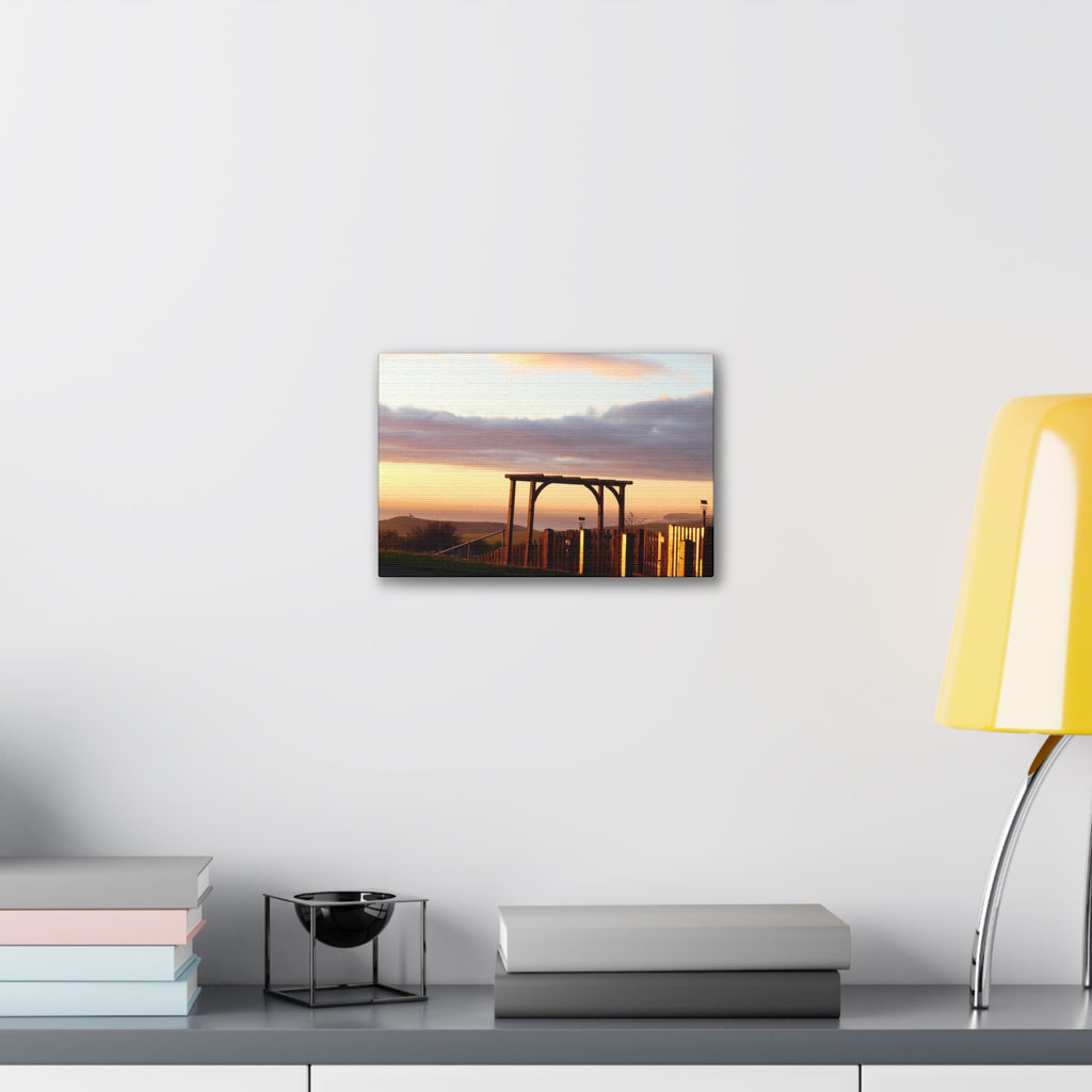 Sunset Pergola Canvas Wall Art — Coastal Sunset Stretched Canvas
