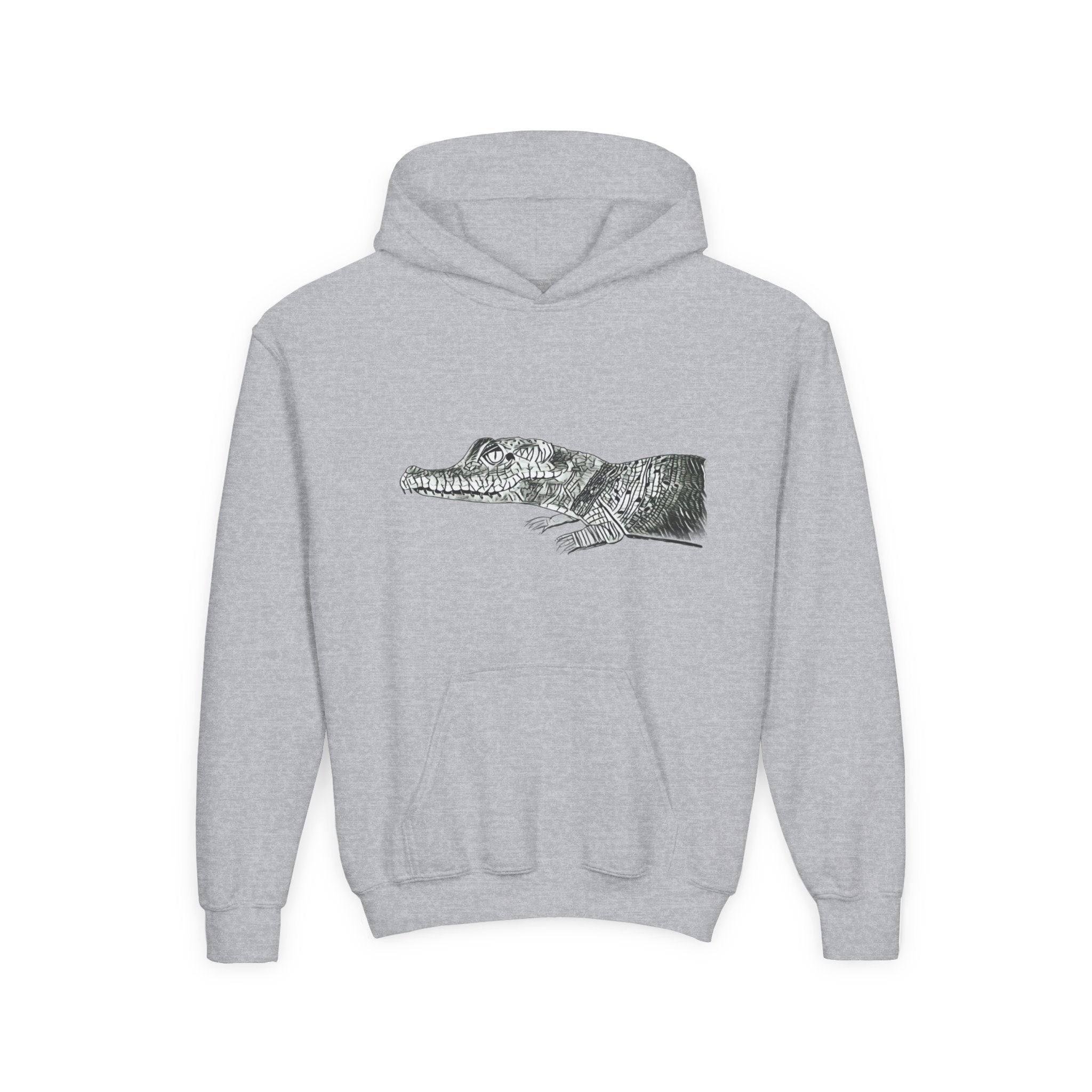 Youth Hoodie with Vintage Alligator Illustration