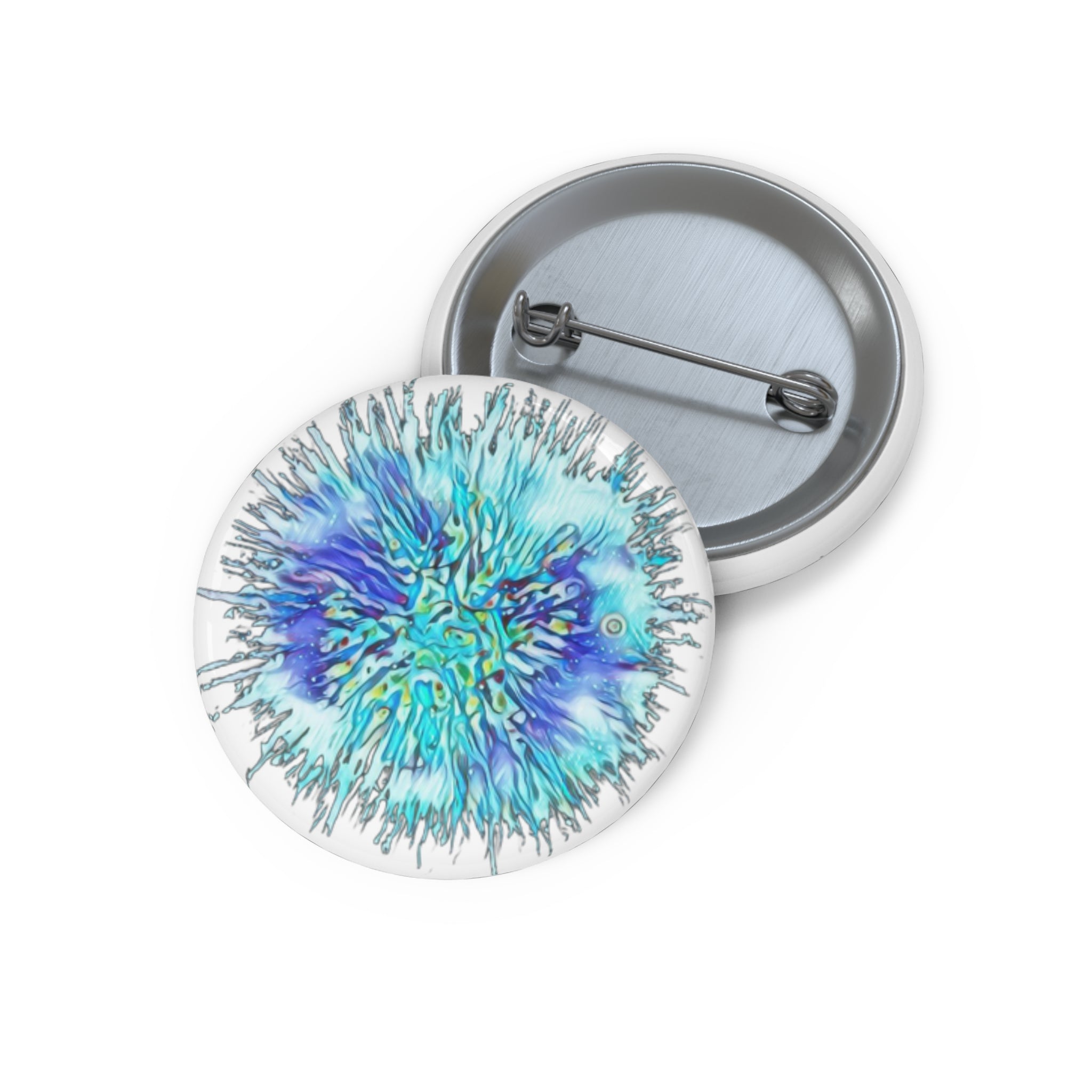 Tie-Dye Burst Pin Button — Blue Green Abstract Enamel Lapel Pin