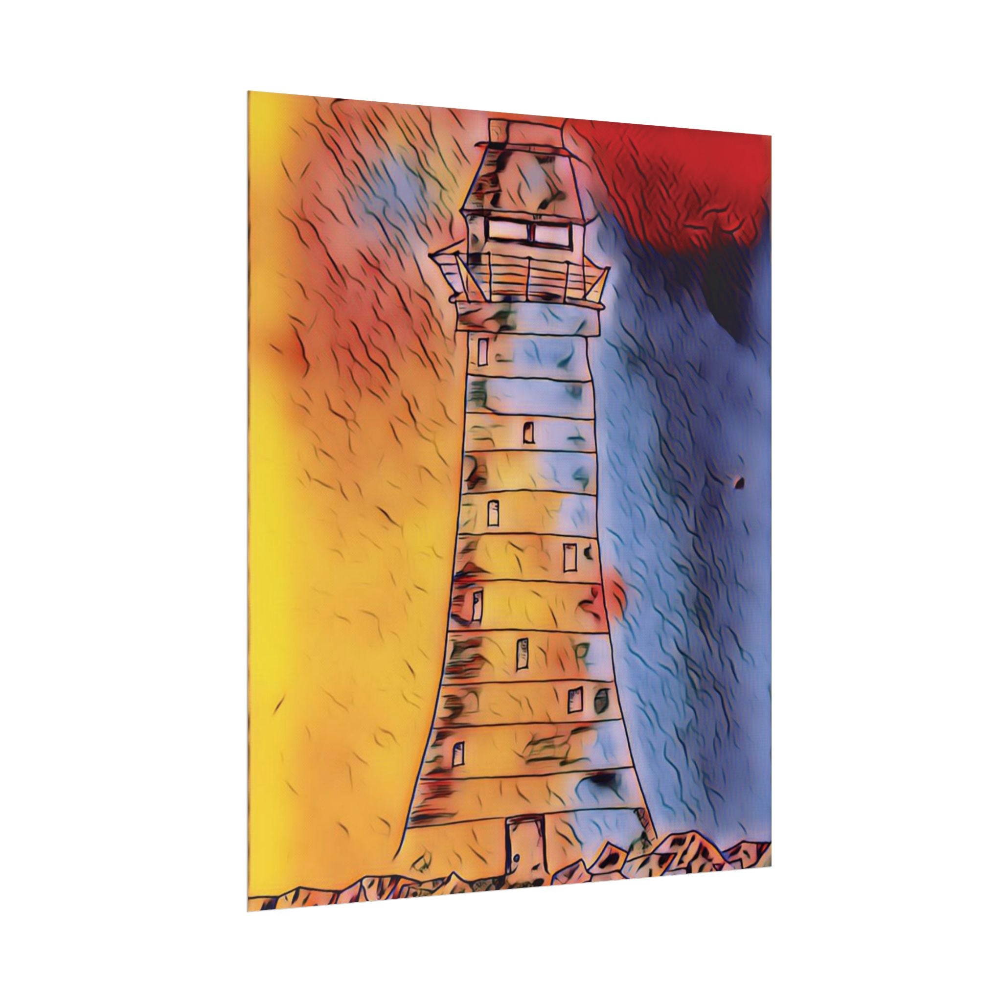Lighthouse Sketch Rolled Poster — Minimal Coastal Nautical Wall Art