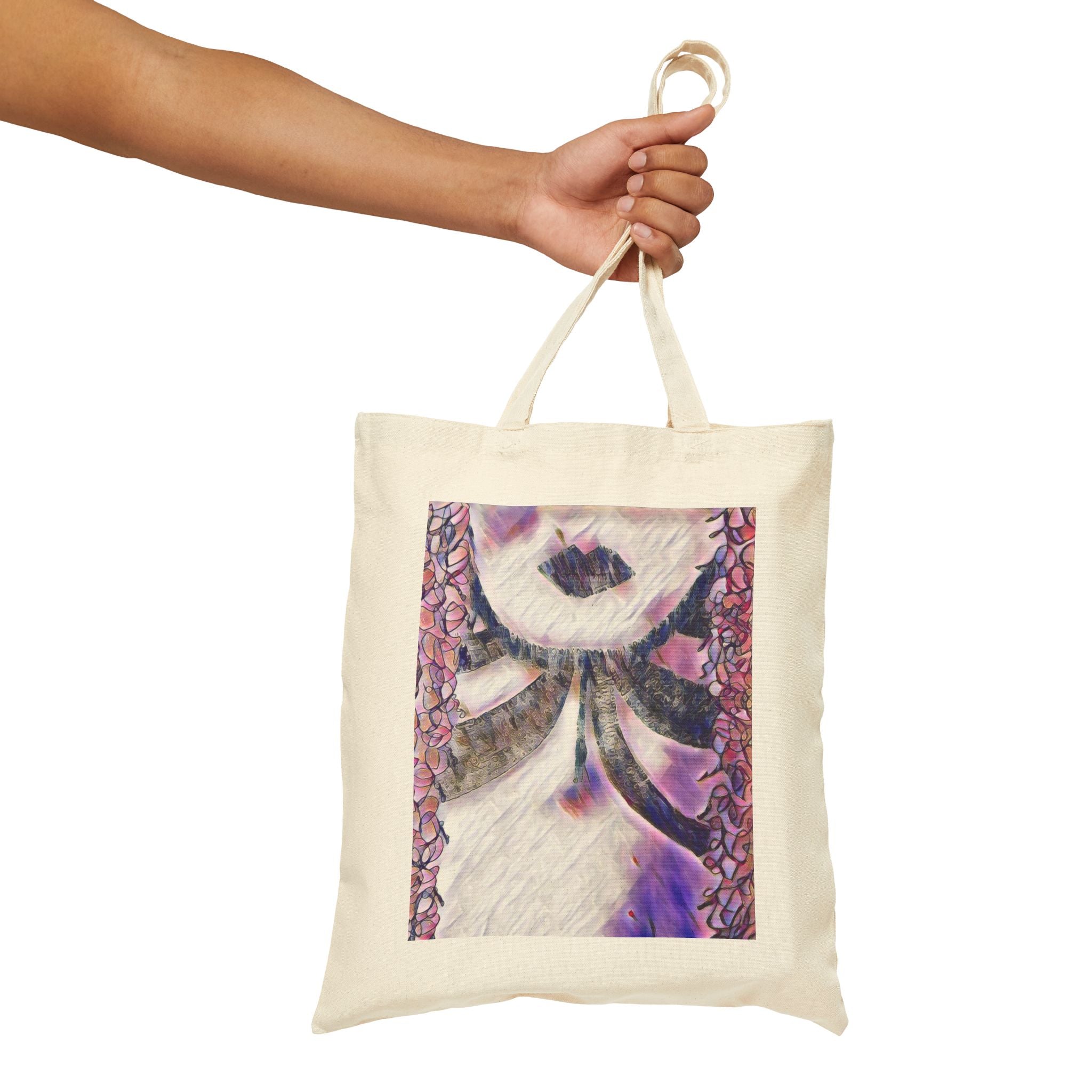 Canvas Tote Bag —  Purple Half Lady Portrait Art Print