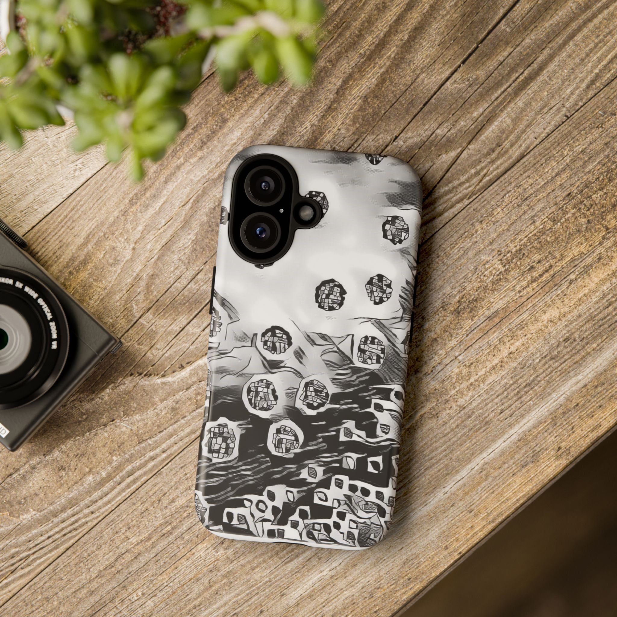Abstract Monochrome Protective Phone Case – Black & White Graphic Tough Case