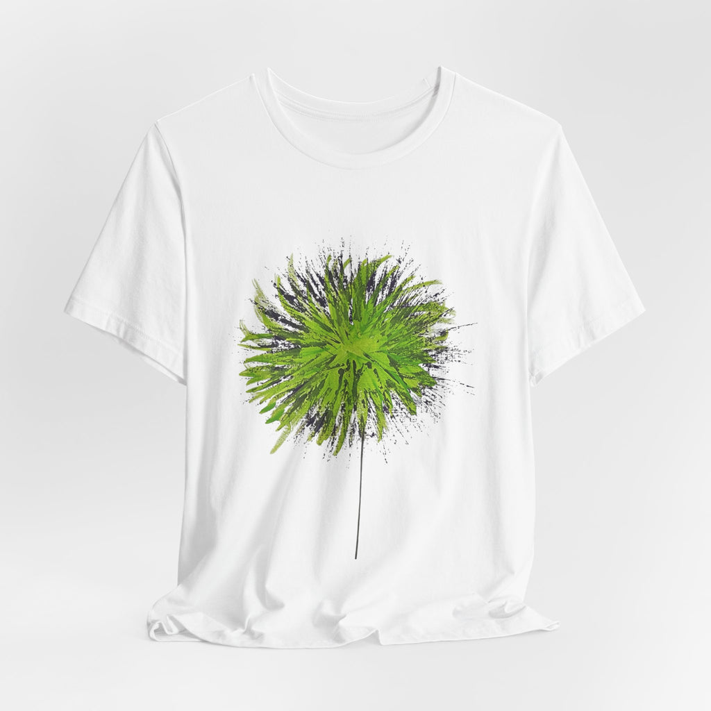 Green Burst Dandelion Tee — Artistic Botanical Graphic T-Shirt