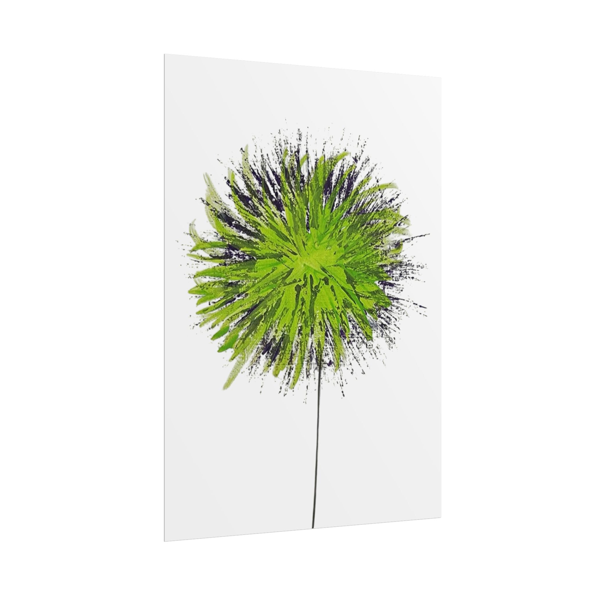 Green Burst Floral Poster — Modern Abstract Dandelion Wall Art (Rolled Poster)