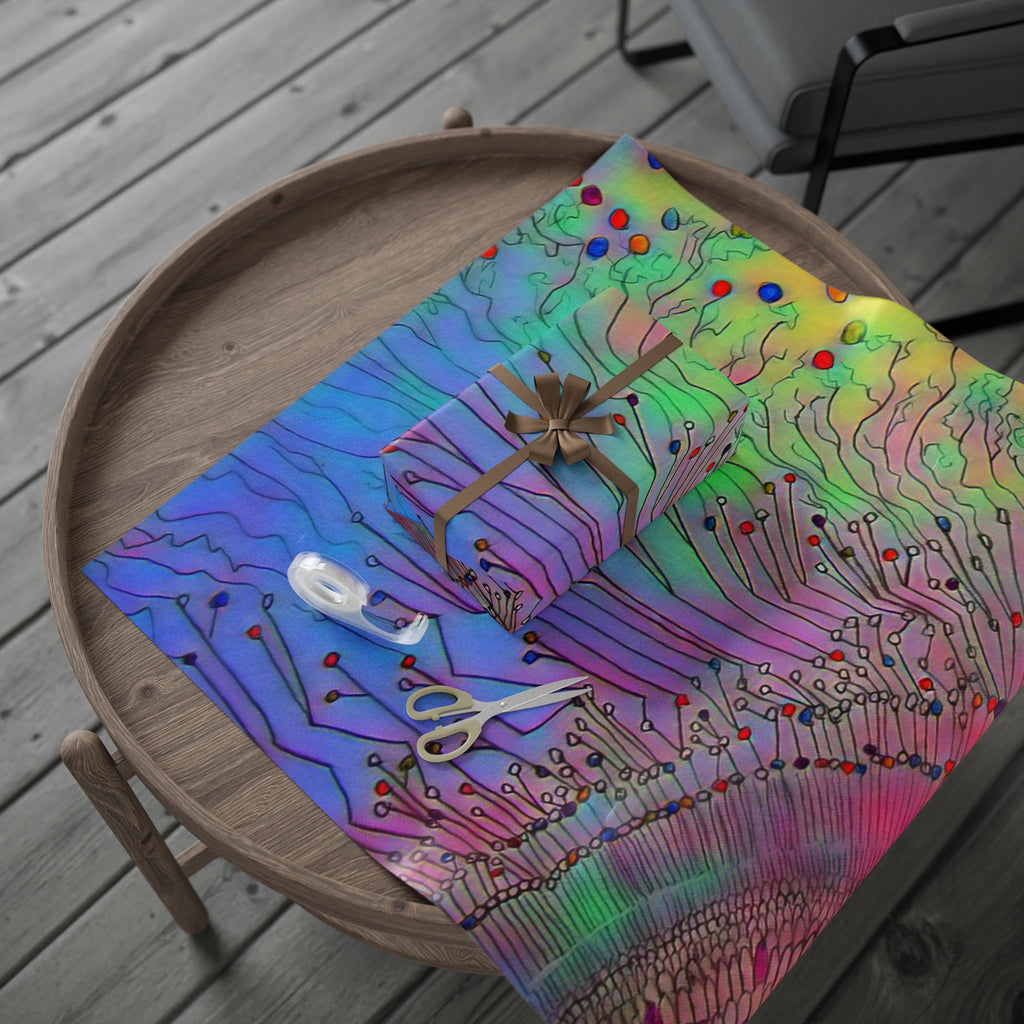 Psychedelic Floral Wrapping Paper – Rainbow Abstract Gift Wrap