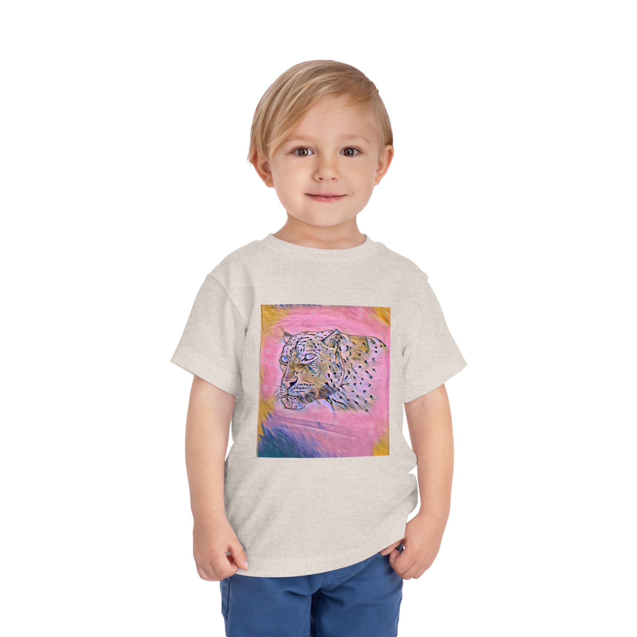 Leopard Portrait in pink Kids T-Shirt