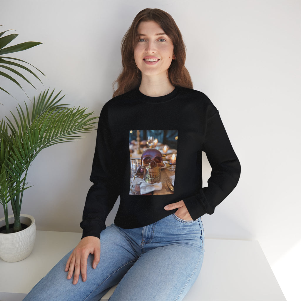 Skull Candlelit Table Crewneck Sweatshirt
