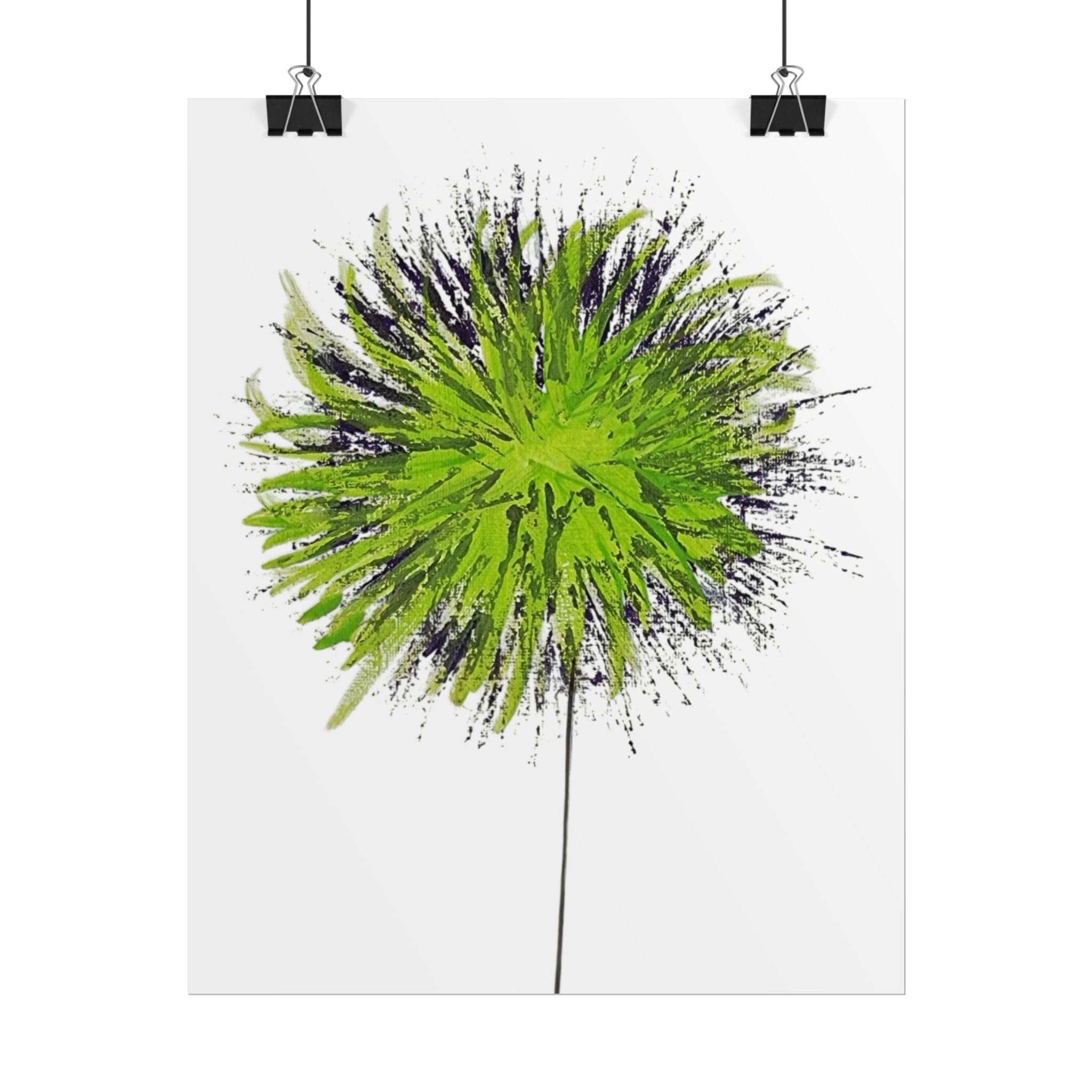 Green Burst Floral Poster — Modern Abstract Dandelion Wall Art (Rolled Poster)