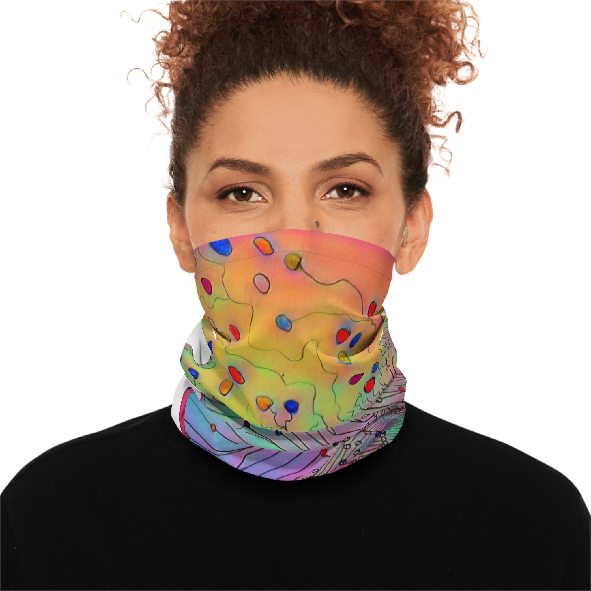 Psychedelic Floral Neck Gaiter – Rainbow Dandelion Lightweight Face Shield