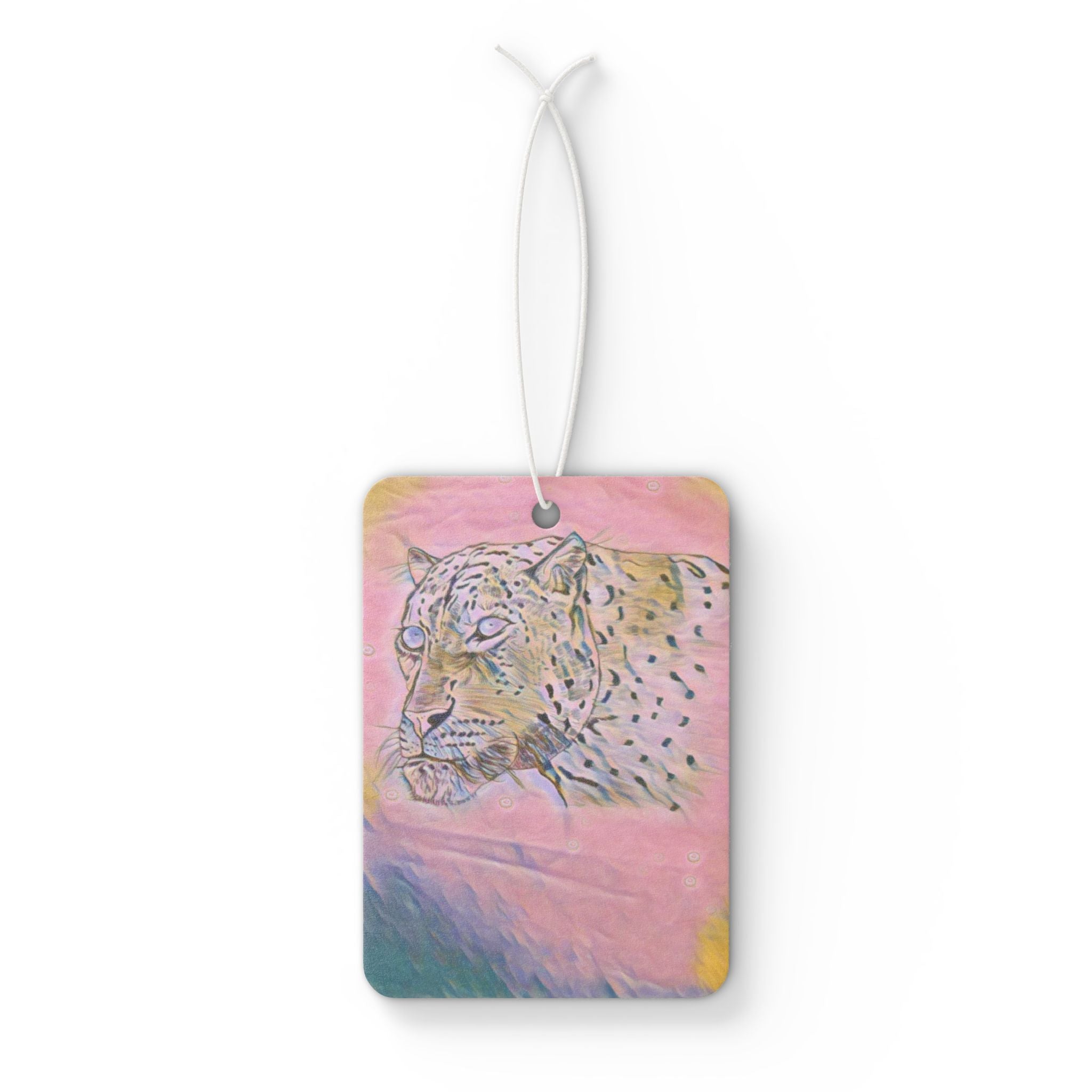 Leopard Sketch Car Air Freshener — Pastel Pink Scented Ornament