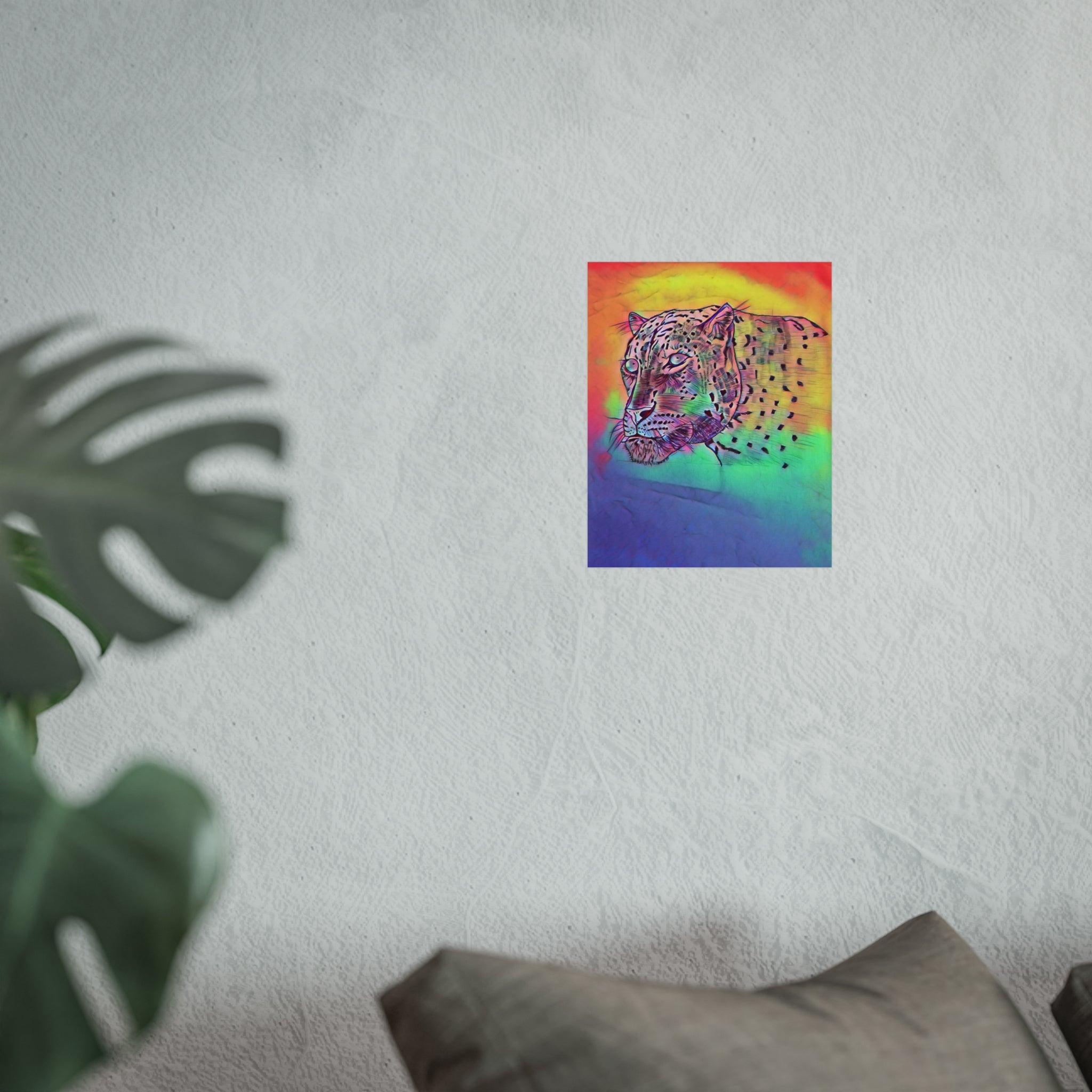 Leopard Rainbow Fine Art Poster — Colorful Modern Wildlife Wall Art