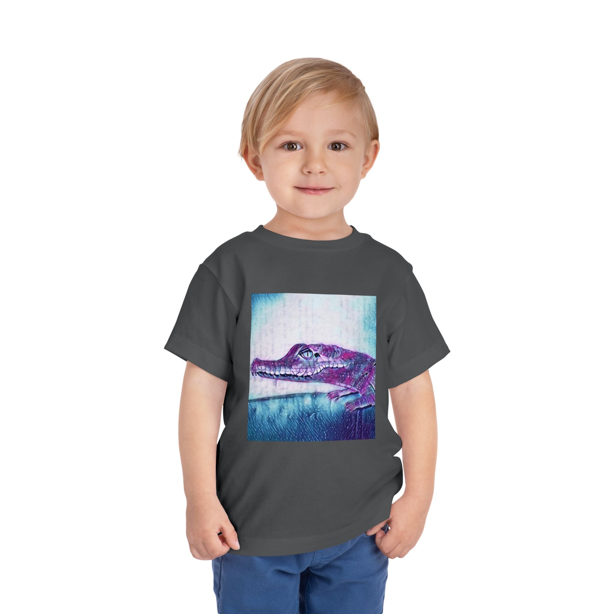Toddler Tee — Purple Watercolor Alligator Graphic