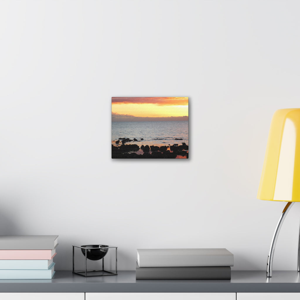 Sunset Shore Canvas Wall Art — Coastal Seascape Stretched Canvas