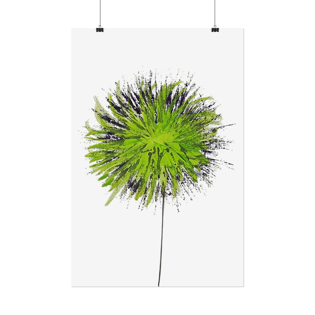 Green Burst Floral Poster — Modern Abstract Dandelion Wall Art (Rolled Poster)