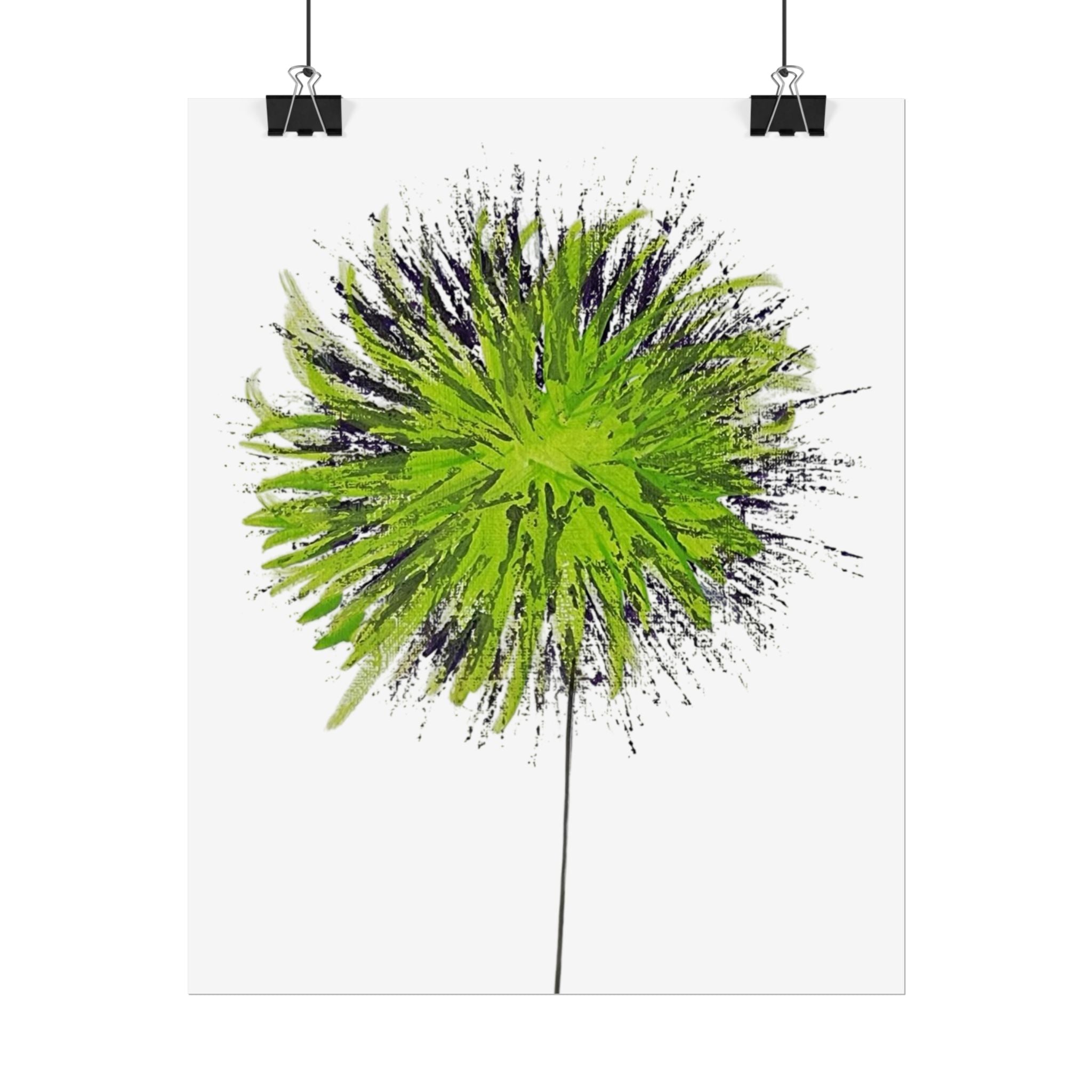 Green Burst Floral Poster — Modern Abstract Dandelion Wall Art (Rolled Poster)