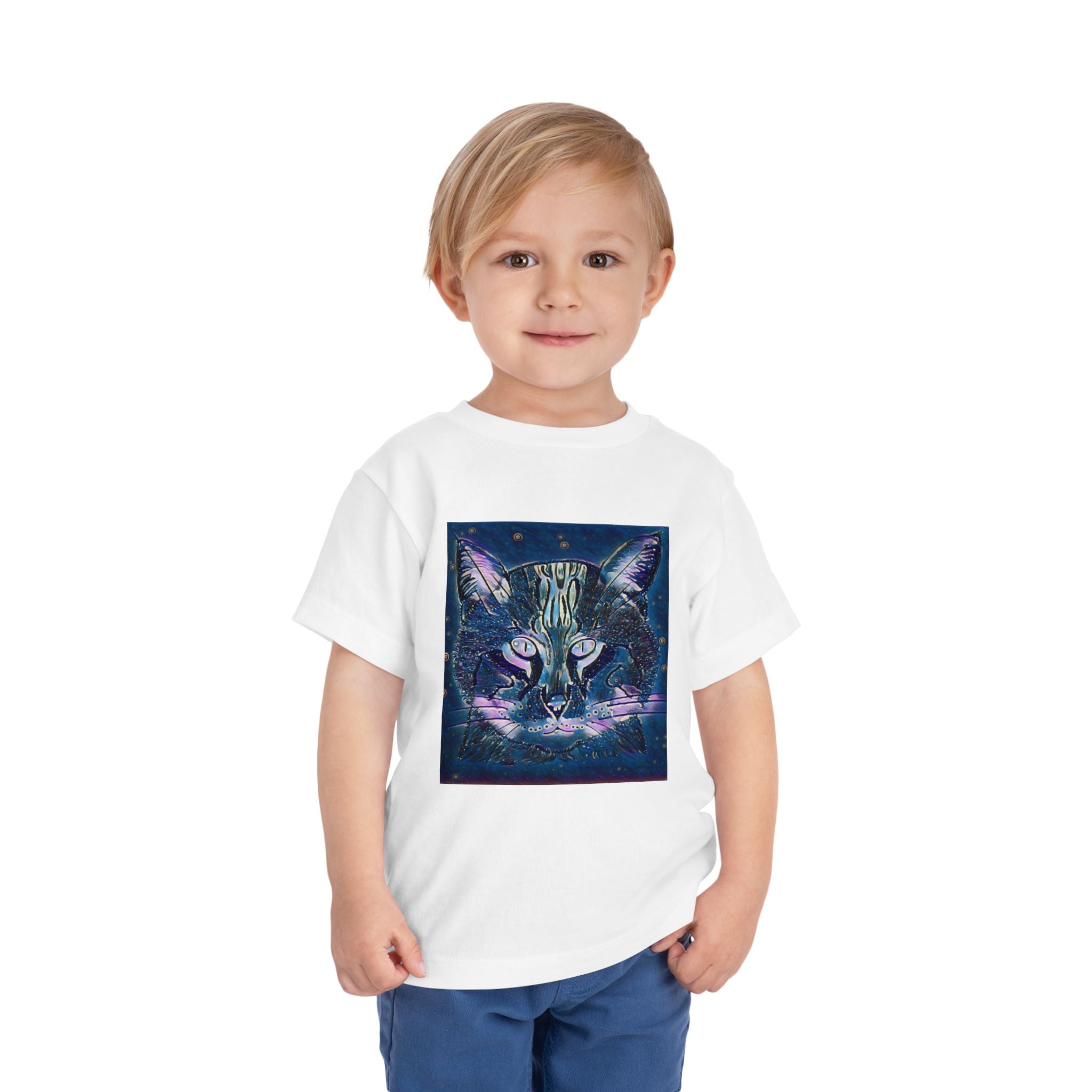 Toddler Tee — Mystical Galaxy Cat Graphic Shirt