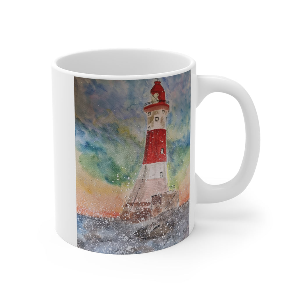 Sunset Watercolor Lighthouse Mug | 11oz Coffee Cup | Nautical Coastal Gift