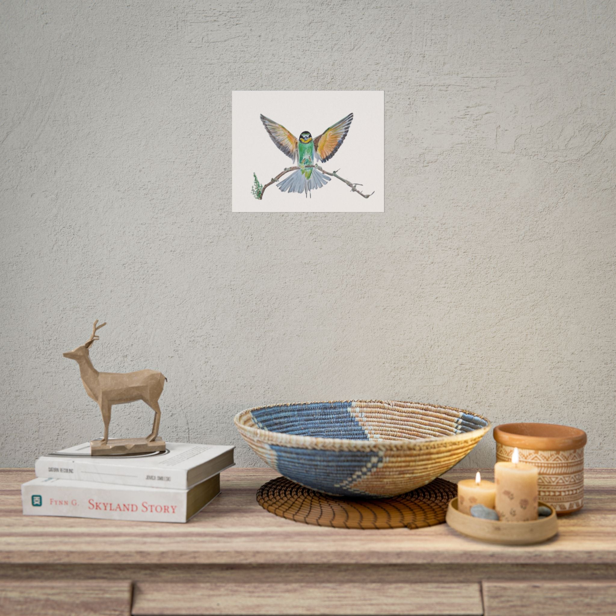 Watercolor Bee-eater Bird Poster — Rolled Art Print (Nature Wall Decor)