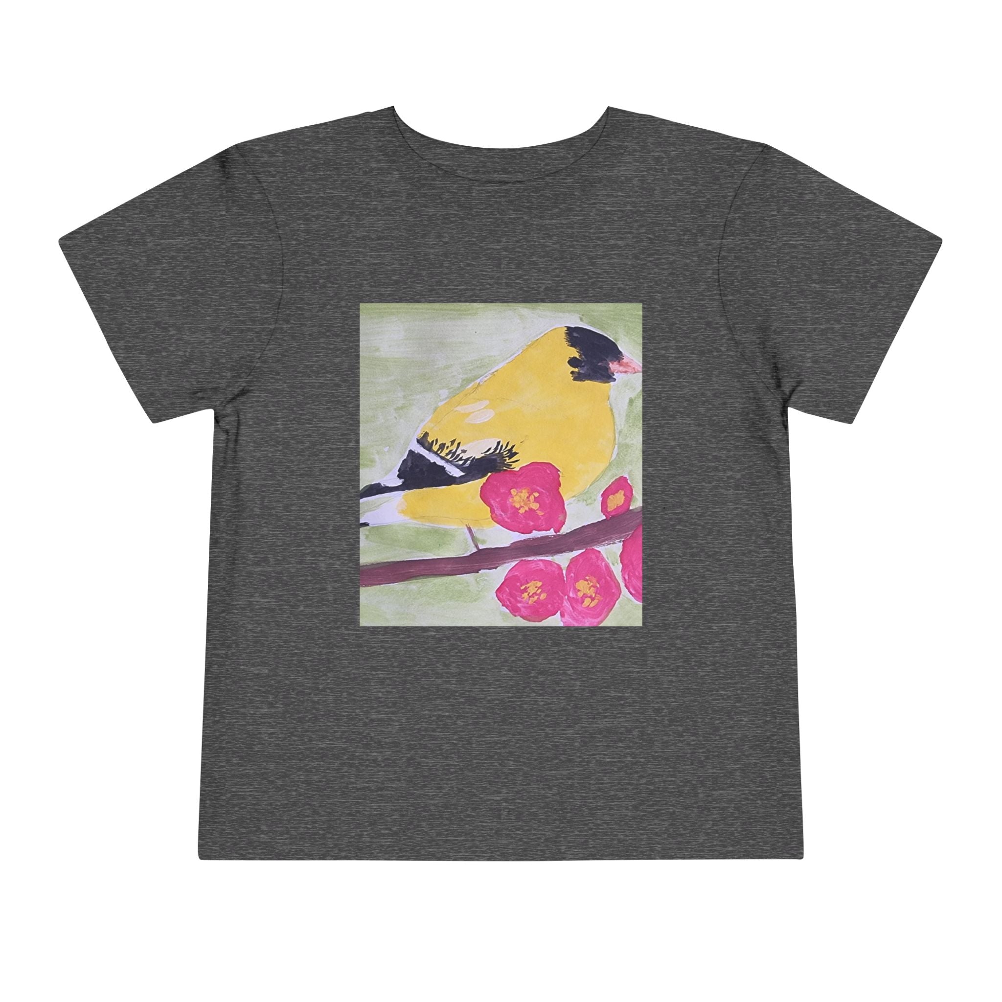 Yellow Goldfinch on Cherry Blossom Branch | Kids Spring Bird Shirt