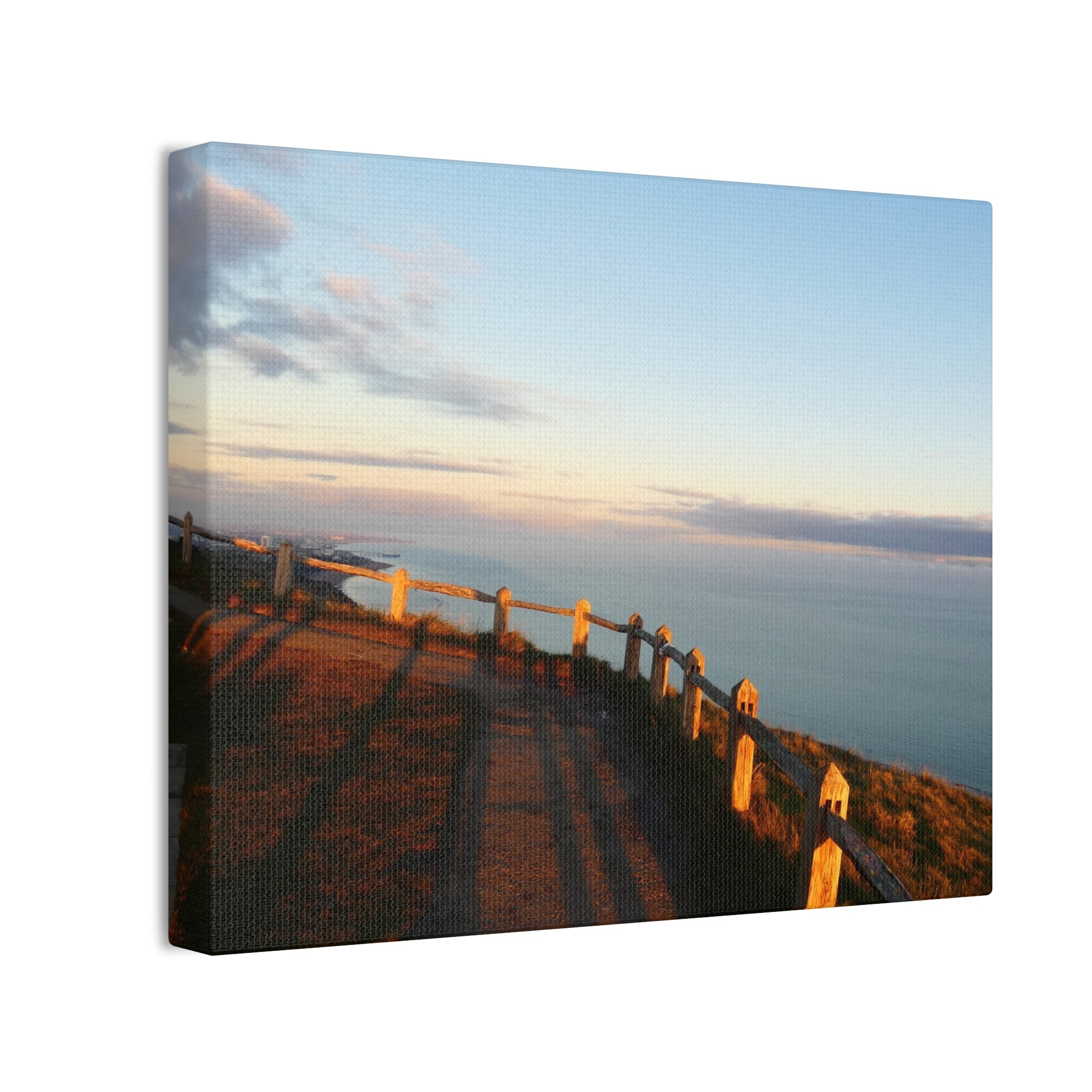 Coastal Sunset Cliff Canvas Print — Ocean View Stretched Wall Art