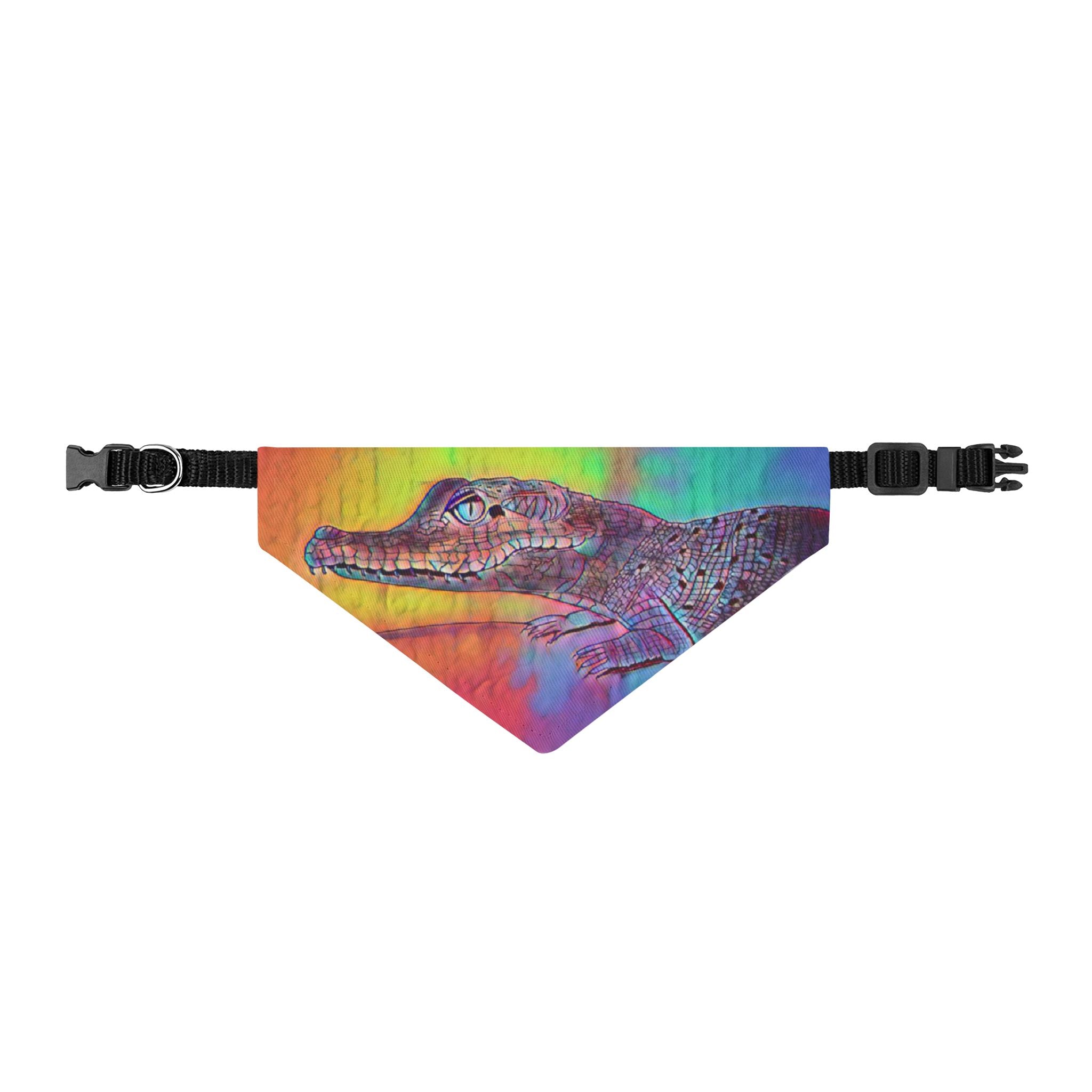 Clip-On Pet Bandana — Colorful Alligator Croc Head Dog Collar Accessory