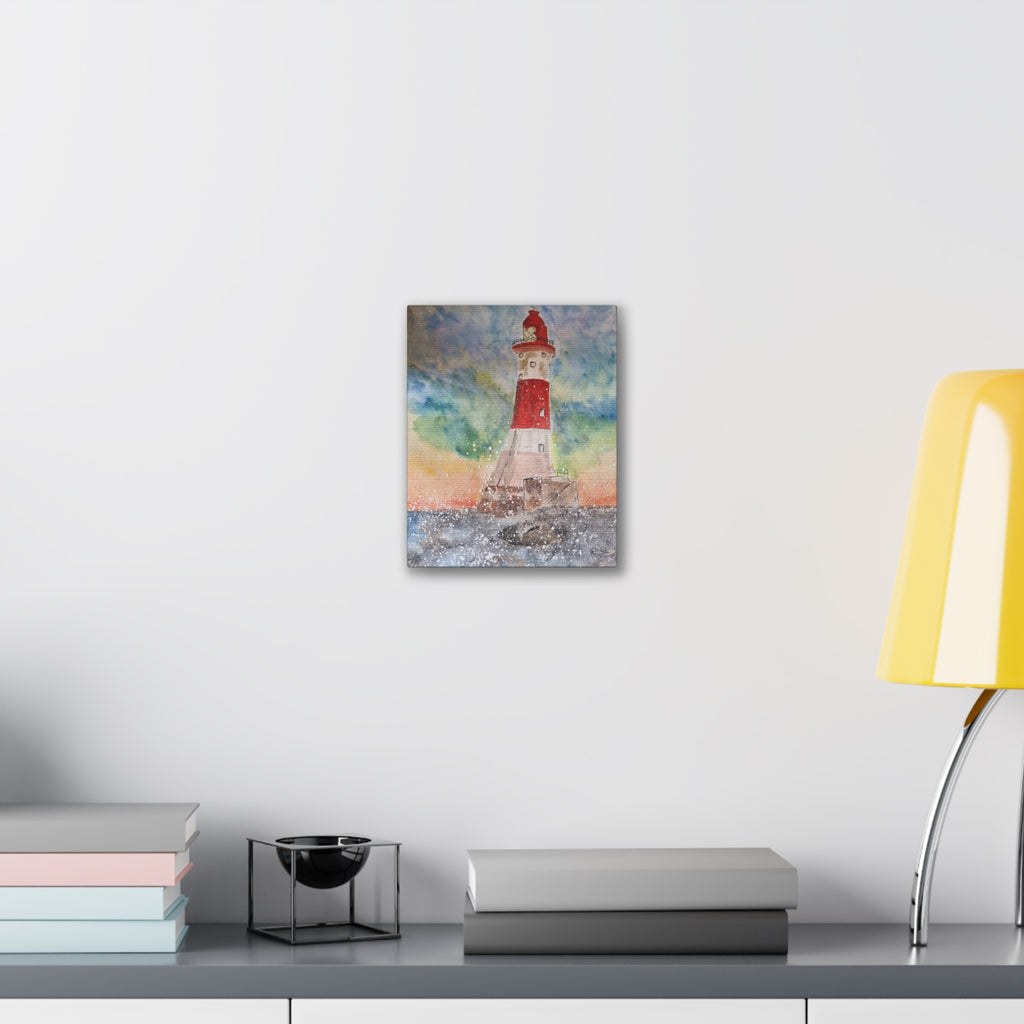 Eastbourne Lighthouse Watercolor,  Canvas Print — Coastal Nautical Wall Art