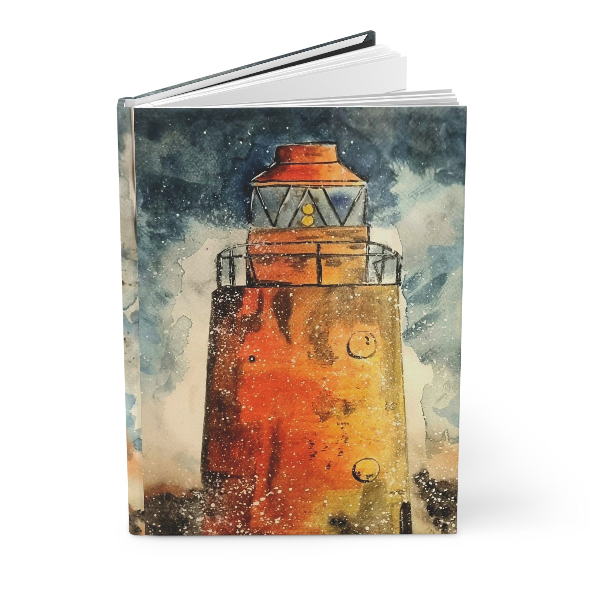 Lighthouse Watercolor Hardcover Journal — Nautical Travel Sketchbook