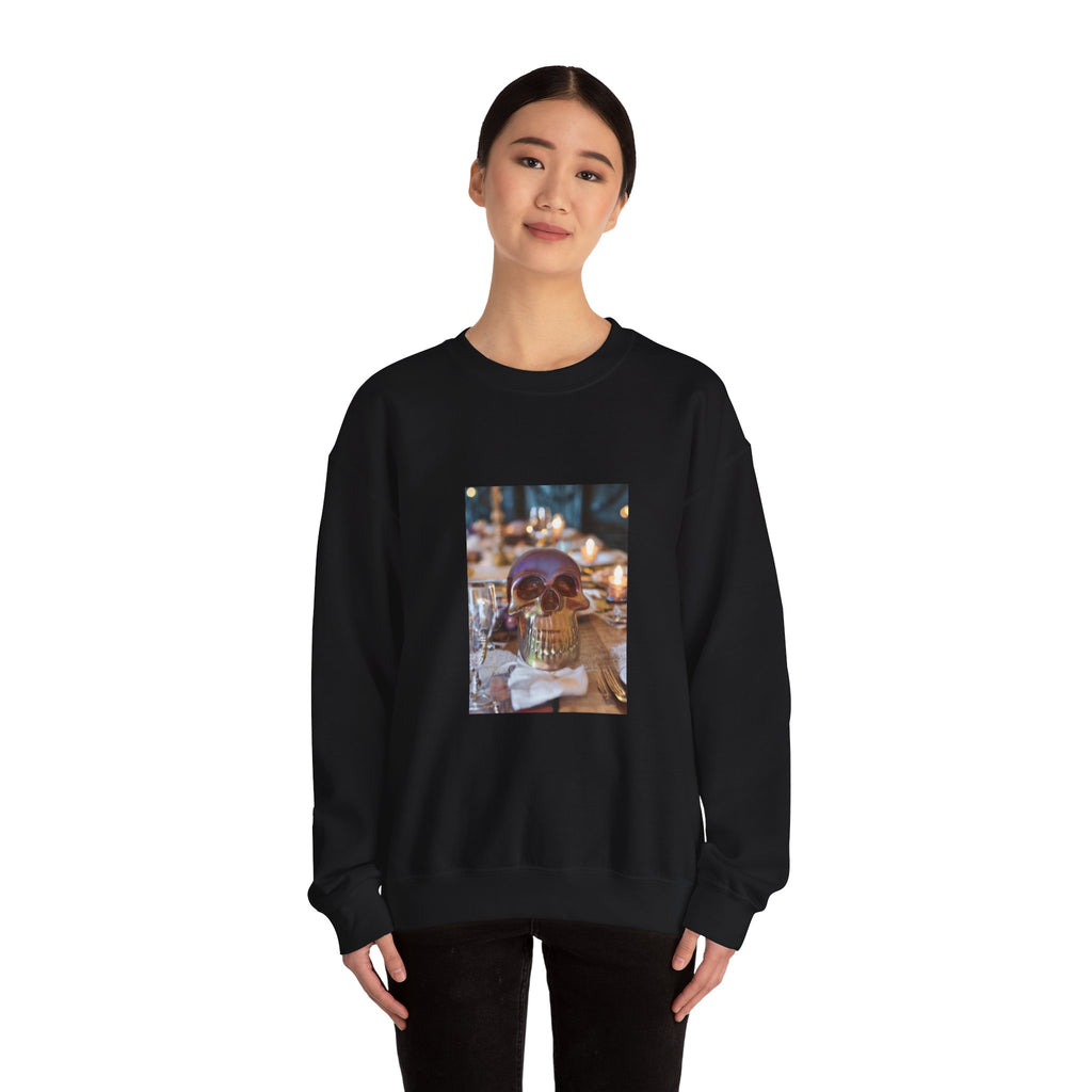 Skull Candlelit Table Crewneck Sweatshirt