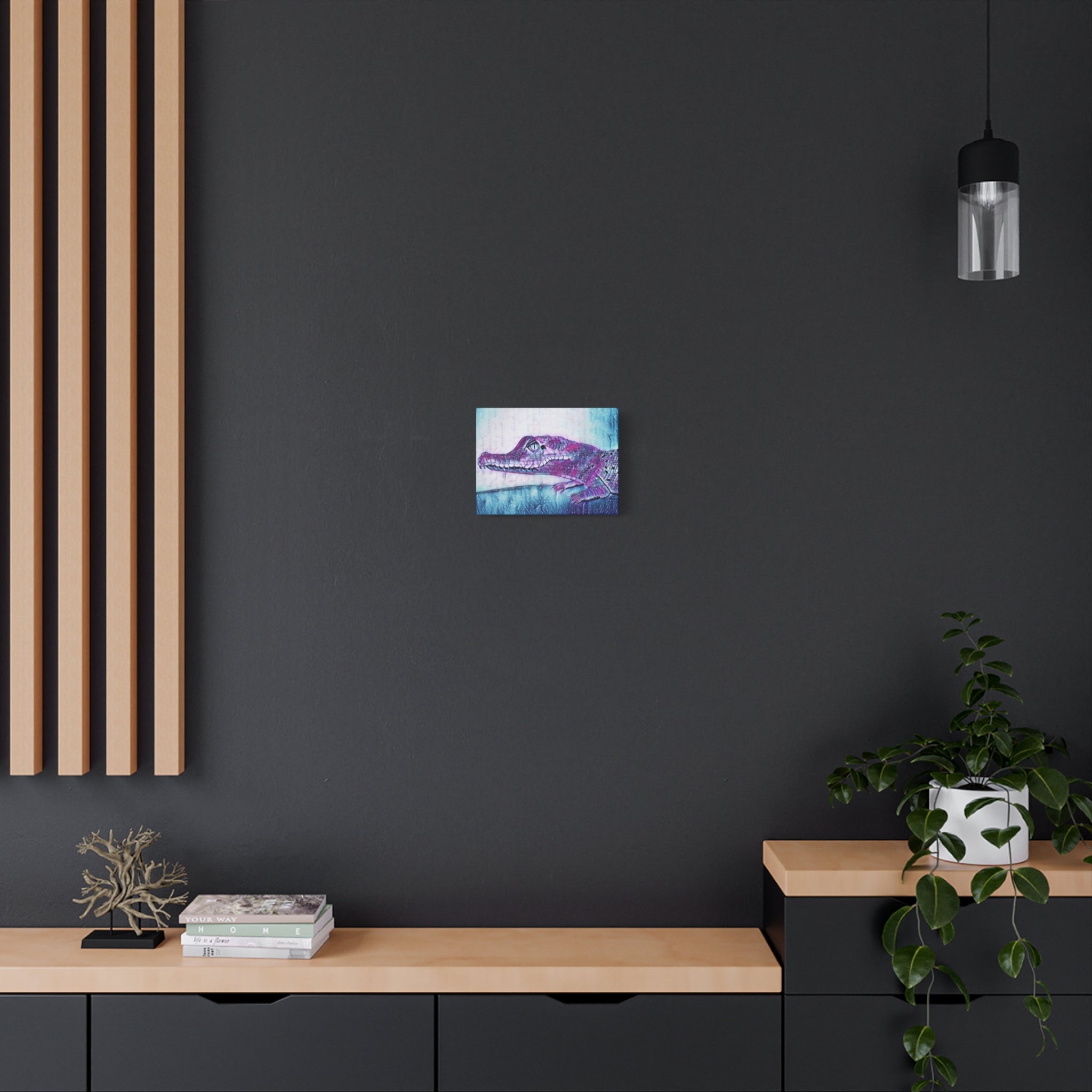 Purple Alligator Art Canvas - Matte Stretched Wall Decor