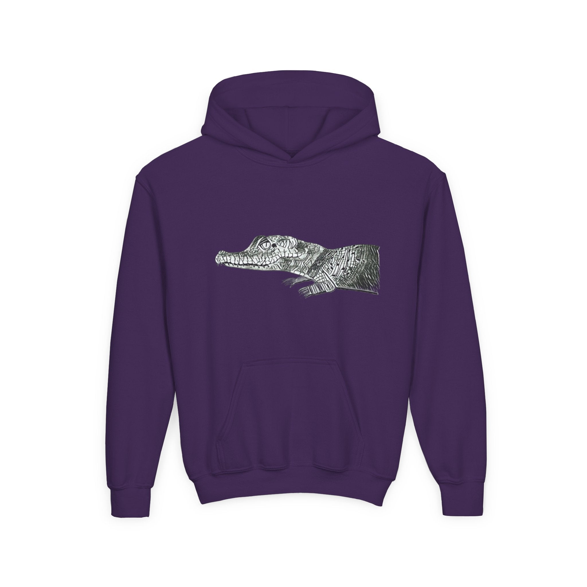 Youth Hoodie with Vintage Alligator Illustration